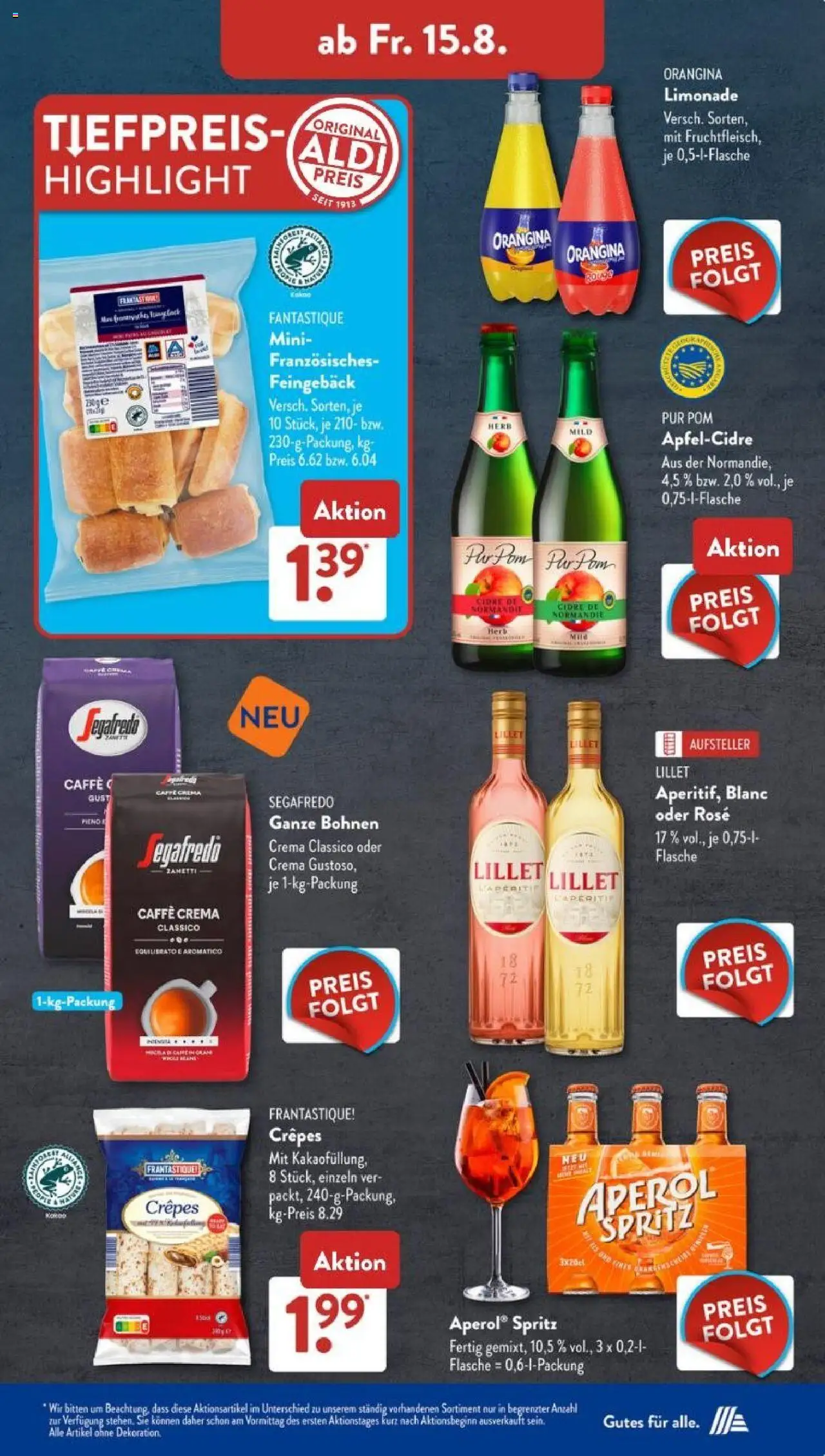Aldi Süd Prospekt 	 - gültig ab dem 11.08.2025 | Seite: 19 | Produkte: Limonade, Lillet, Aperol, Segafredo