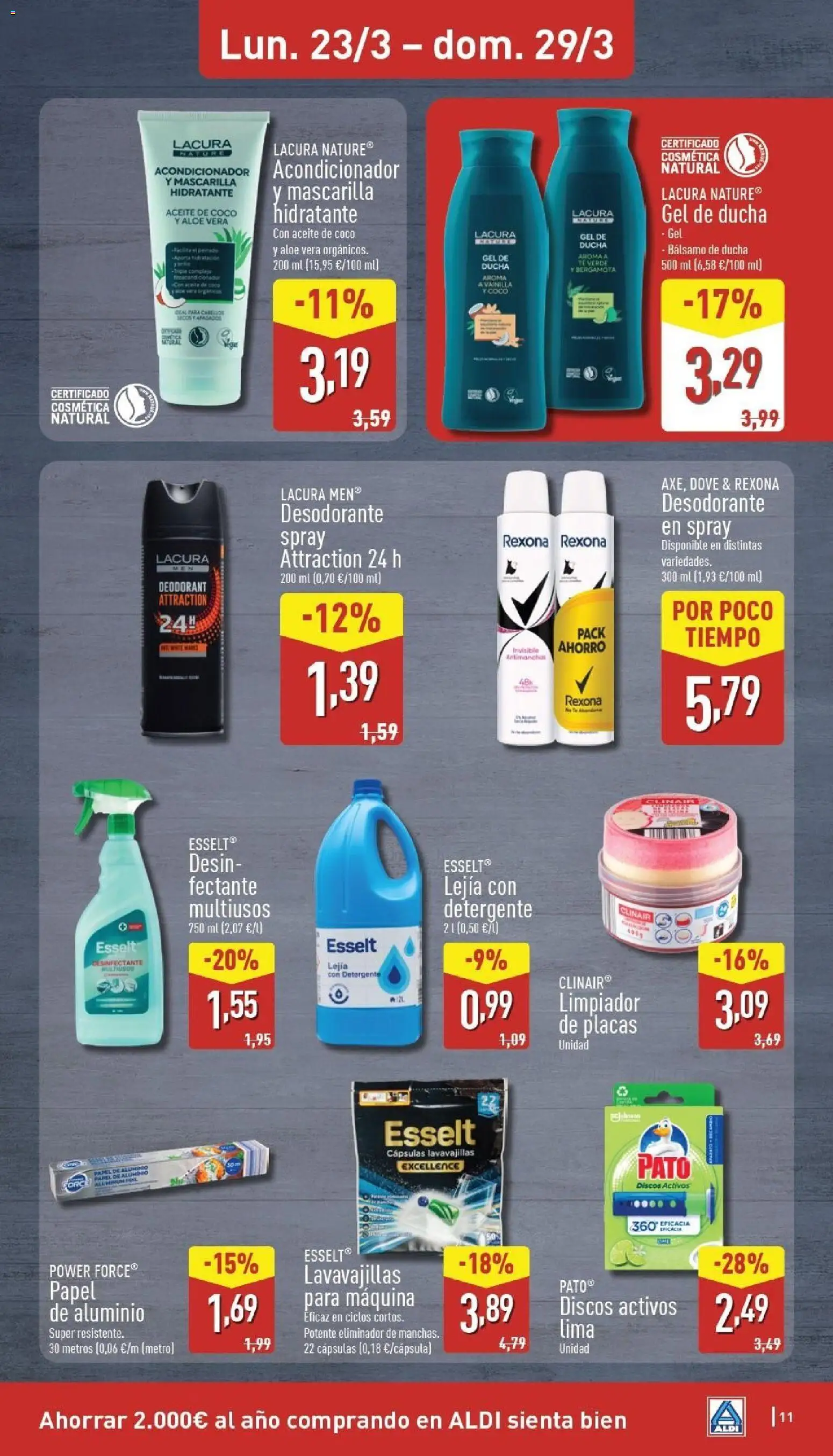 Aldi folleto Canarias │ válido desde el 23.03.2026 | Página: 11 | Productos: Lima, Detergente, Té, Ducha