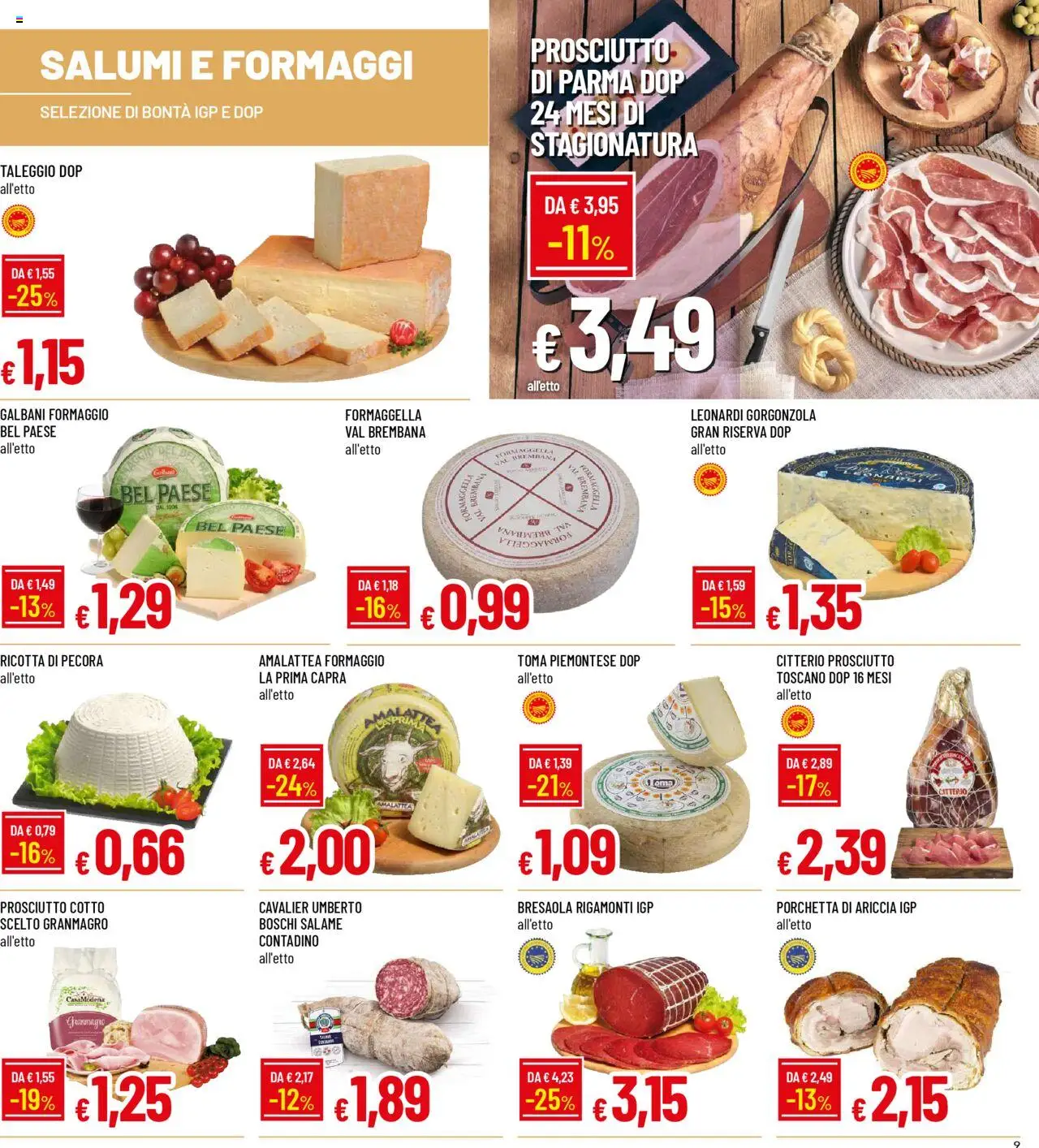 Volantino Famila del 20.10.2025 | Pagina: 9 | Prodotti: Prosciutto di Parma, Porchetta, Salame, Bresaola
