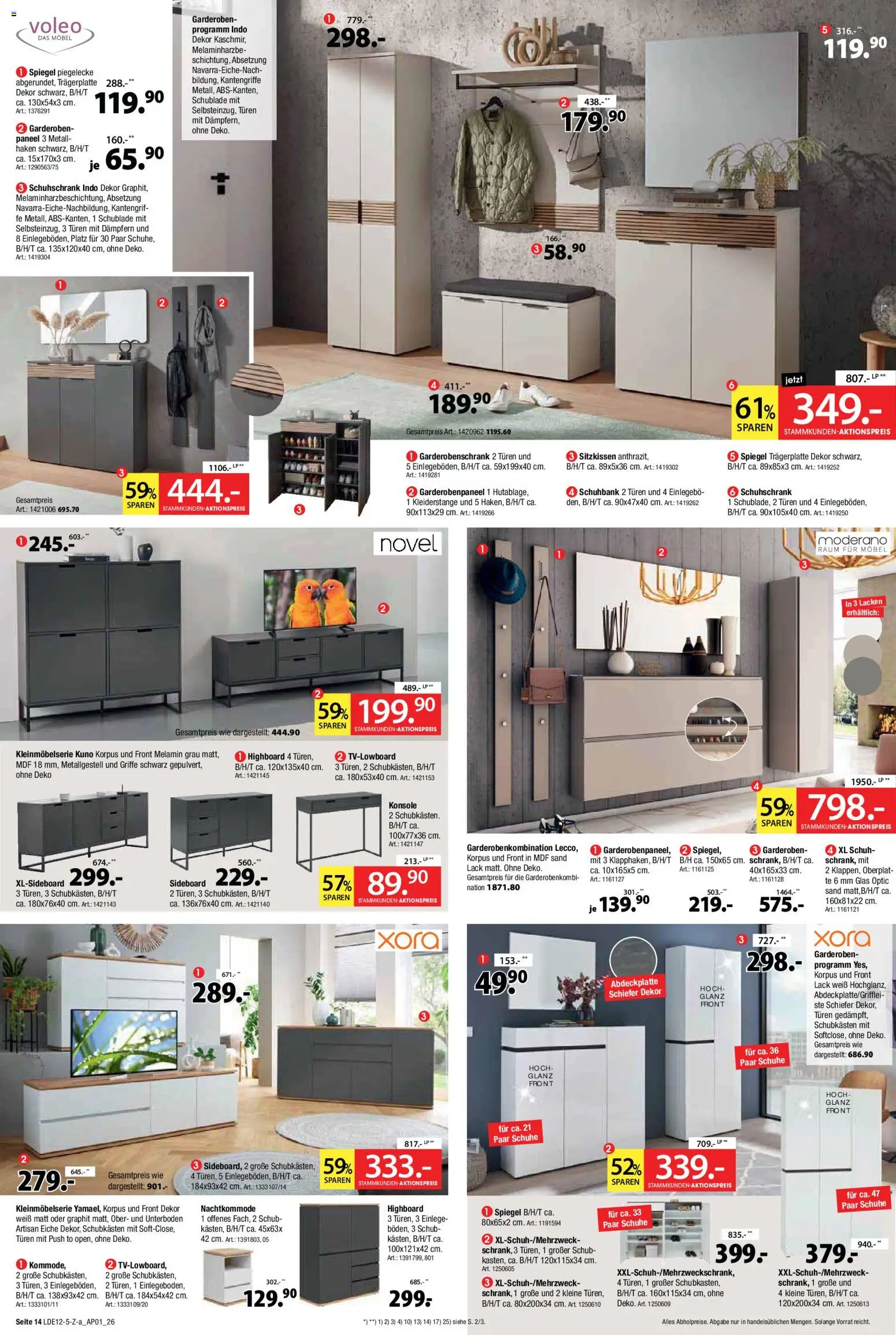Zurbrüggen - Set One by Musterring Rabatt – gültig ab 16.12.2025 | Seite: 14 | Produkte: Sideboard, HIghboard, Spiegel, Schuhbank