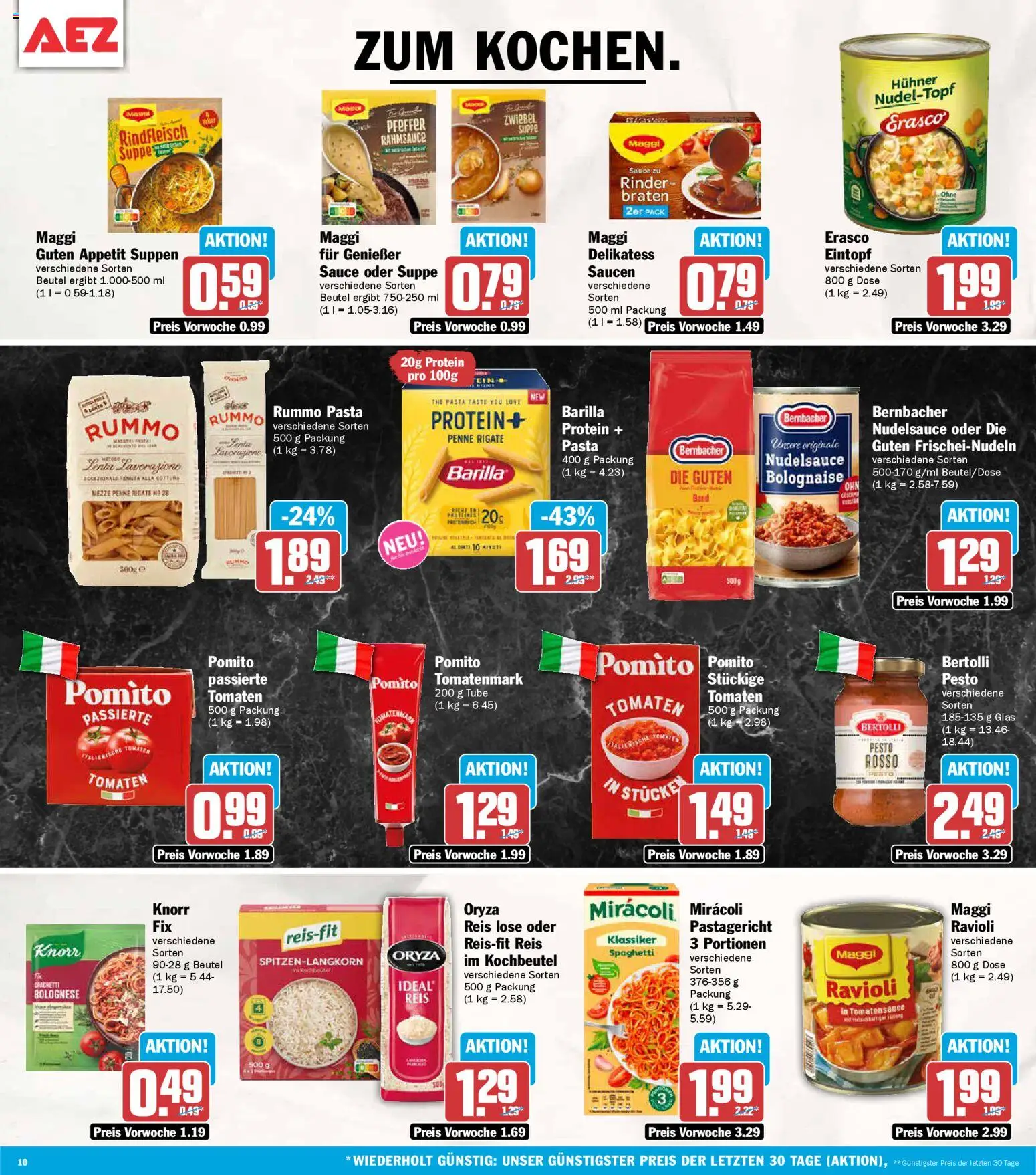 AEZ Prospekt 	 – gültig ab 20.04.2026 | Seite: 10 | Produkte: Pasta, Reis, Rindfleisch, Erasco