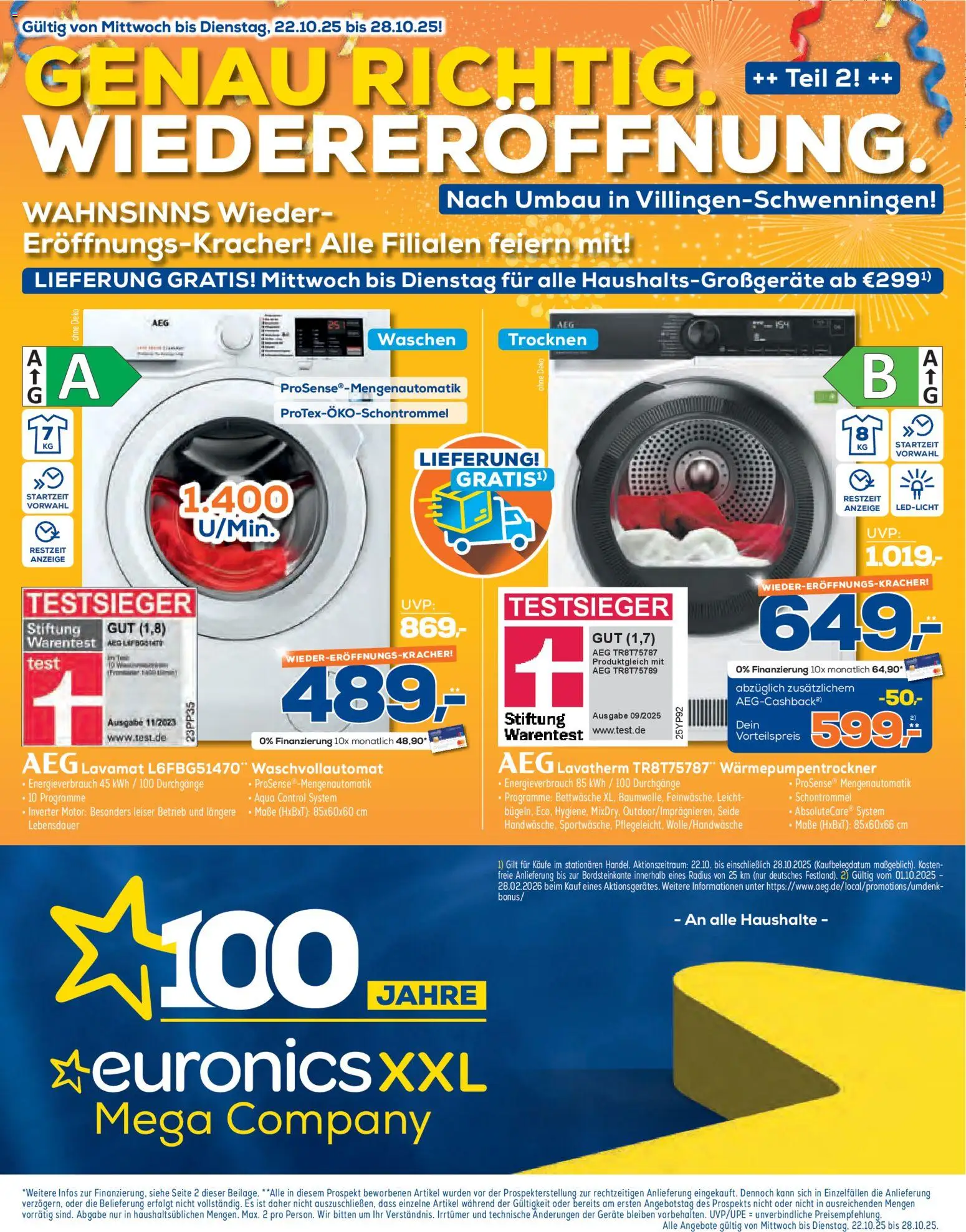 Euronics Prospekt 	 – gültig ab 22.10.2025 | Seite: 1 | Produkte: AEG, Bettwäsche