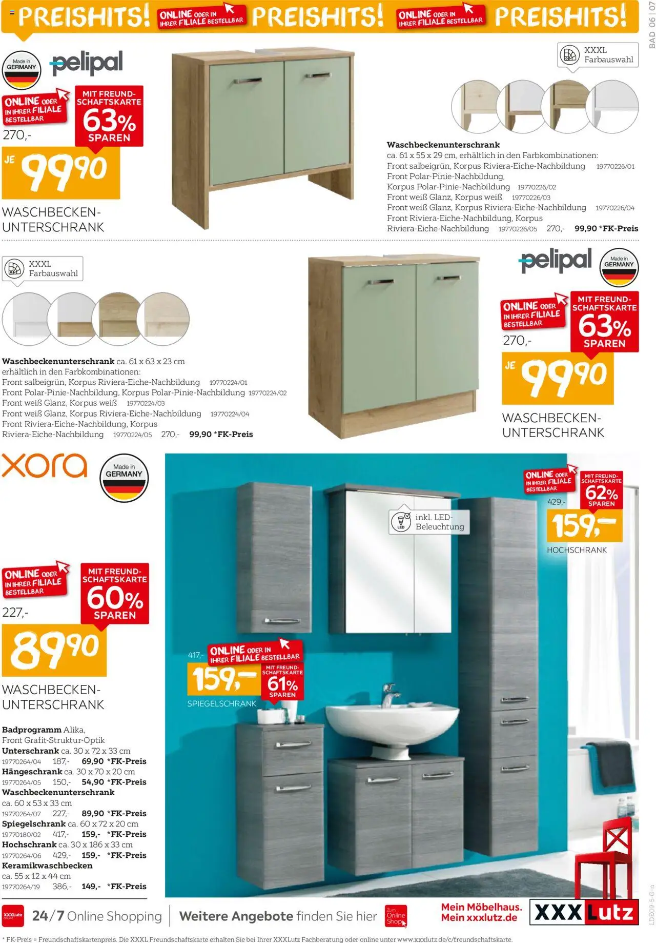XXXL Lutz Bad Spezial - gültig ab dem 25.08.2025 | Seite: 7 | Produkte: Waschbecken, Spiegelschrank, Hängeschrank, Hochschrank