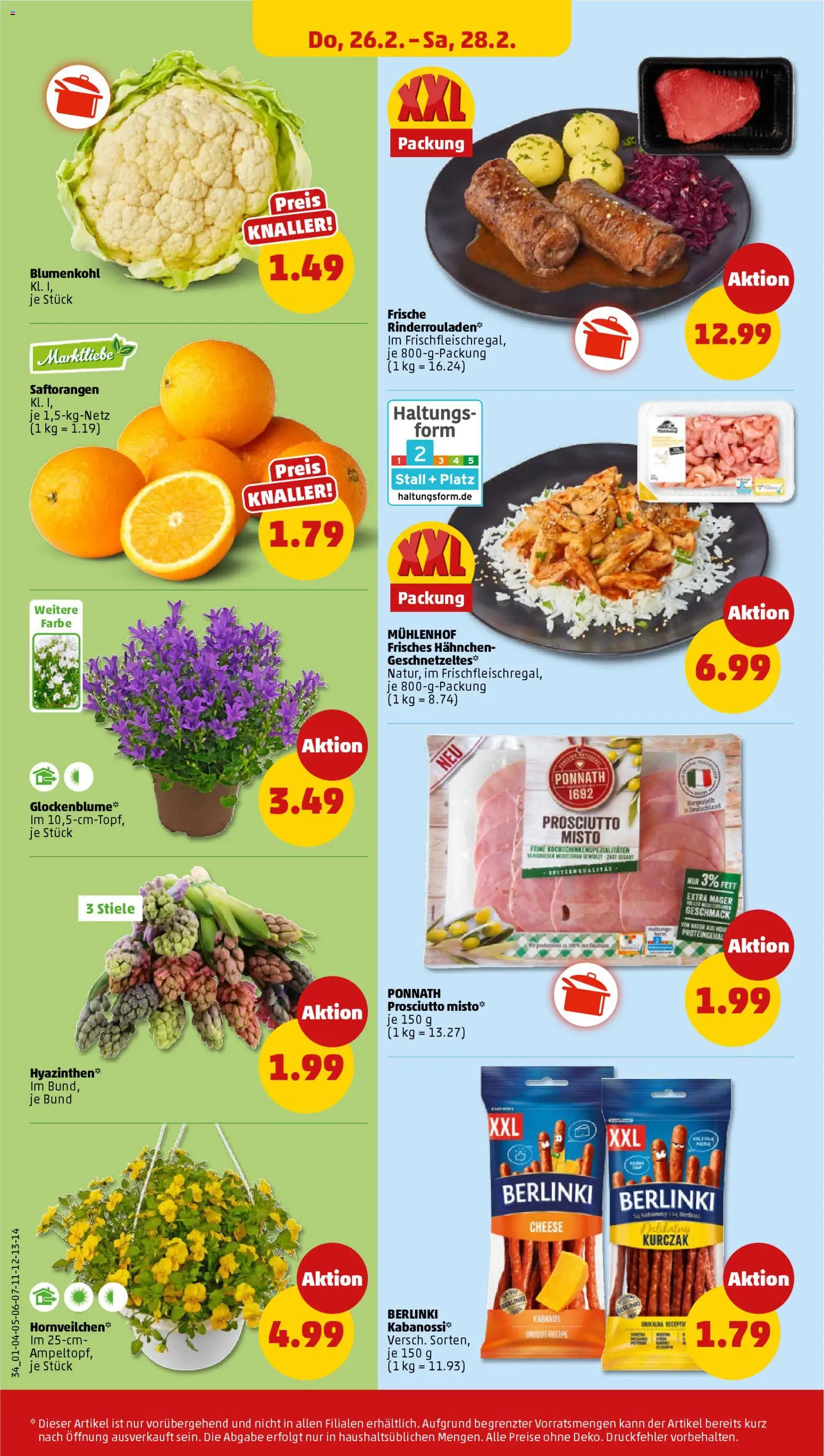 Penny Prospekt 	 – gültig ab 23.02.2026 | Seite: 40 | Produkte: Rinderrouladen, Hahnchen, Blumenkohl
