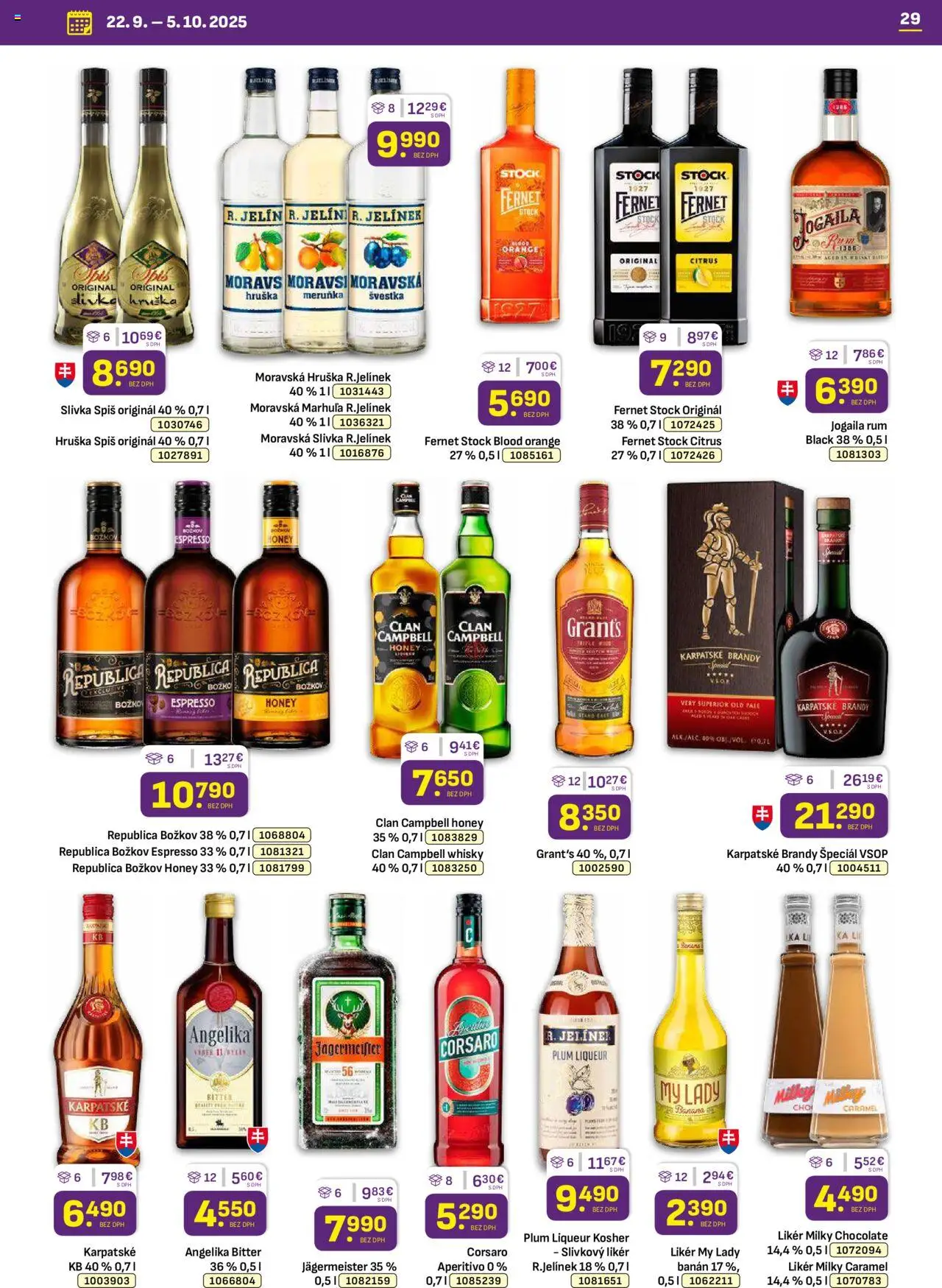 Nové Libex akcie – leták je platný od 22.09.2025 | Strana: 29 | Produkty: Božkov, Republica, Fernet Stock, Rum