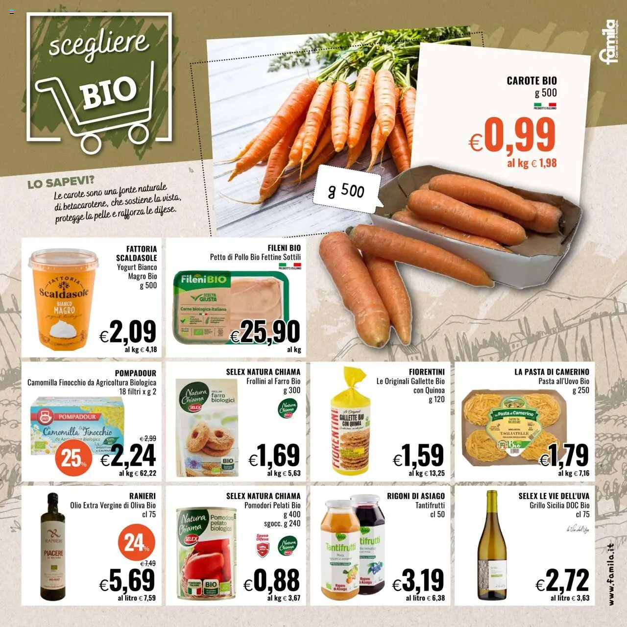 Volantino Famila del 21.08.2025 | Pagina: 11 | Prodotti: Petto di Pollo, Tagliatelle, Olio, Quinoa