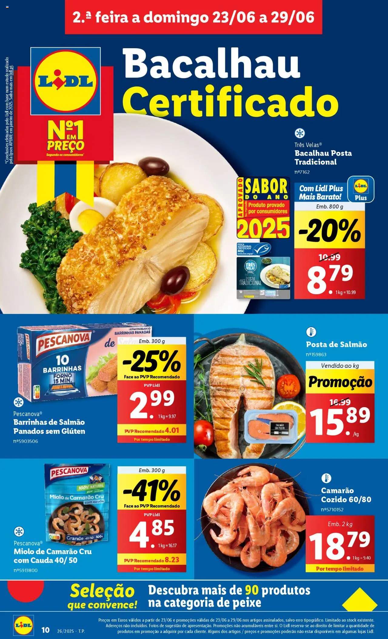 Lidl folheto │ válido de 23.06.2025 | Página: 10 | Produtos: Bacalhau, Base, Salmão, Peixe