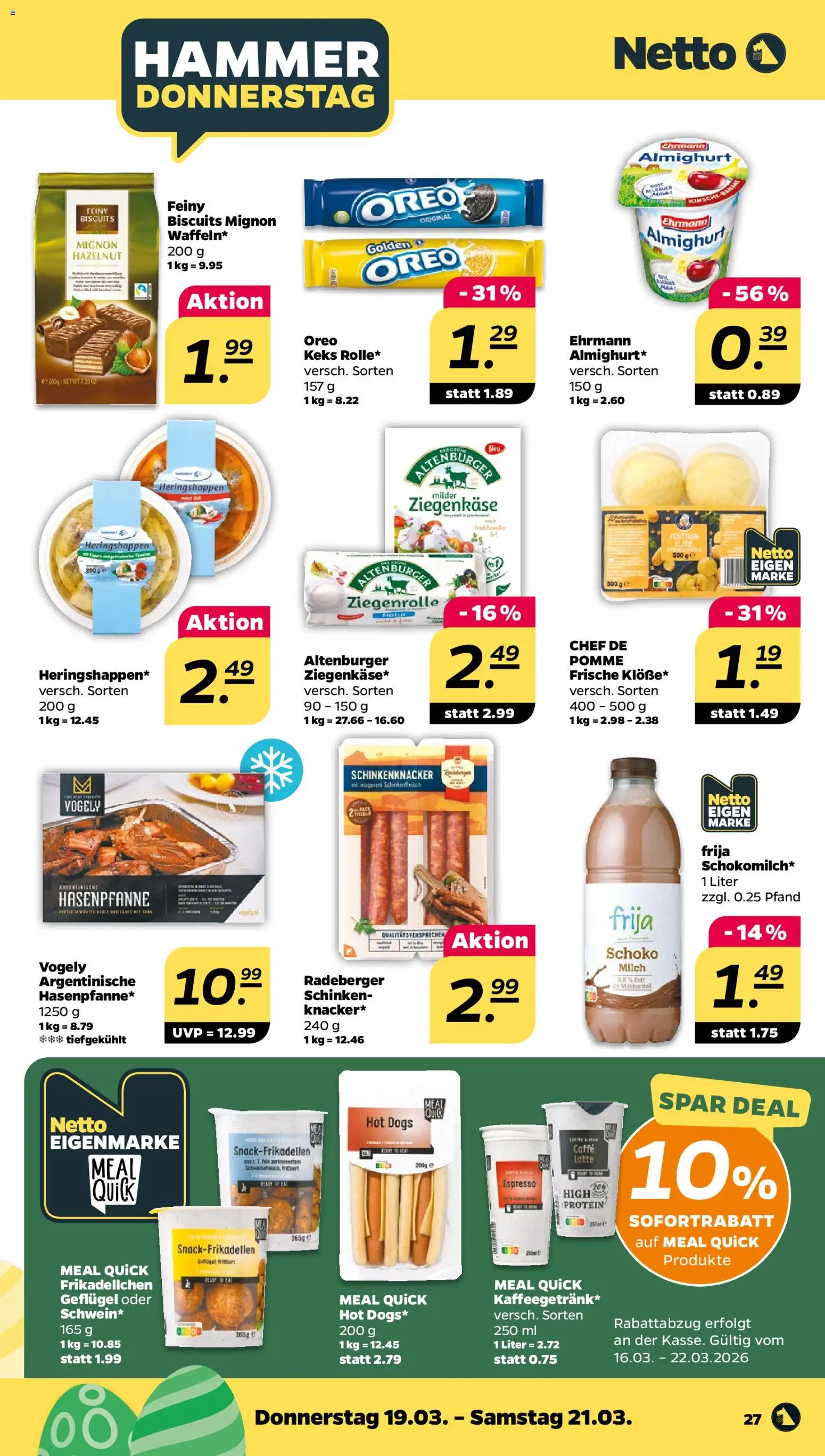 Netto Prospekt 	 – gültig ab 16.03.2026 | Seite: 33 | Produkte: Ehrmann almighurt, Milch, Ziegenkäse, Schinken