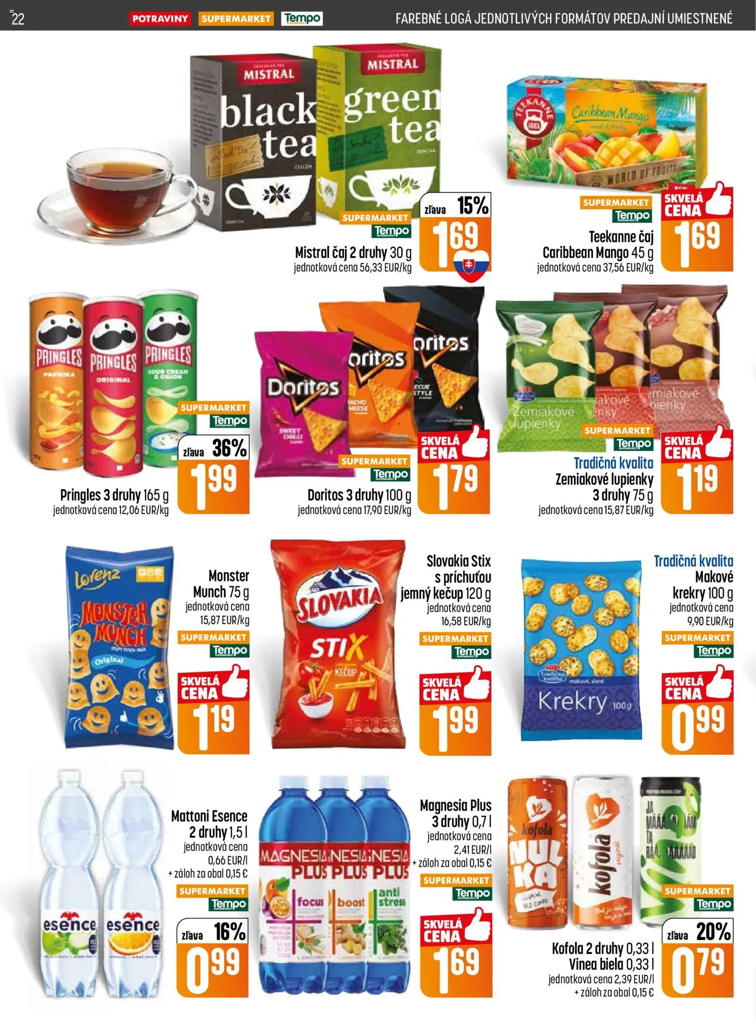 Nové COOP Jednota akcie – leták je platný od 26.02.2026 | Strana: 22 | Produkty: Čaj, Kečup, Mattoni, Vinea