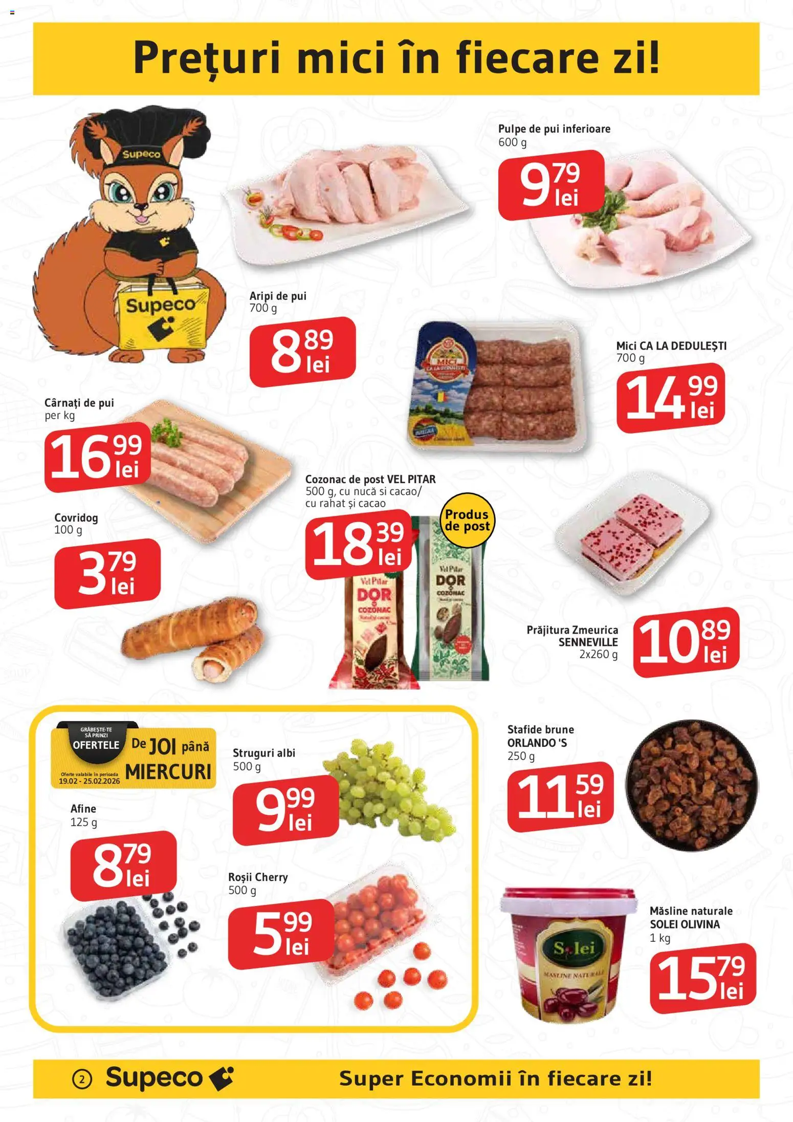 Noul catalog Supeco – valabil de la 19.02.2026 | Pagină: 2 | Produse: Afine, Mici, Prăjitură, Roșii