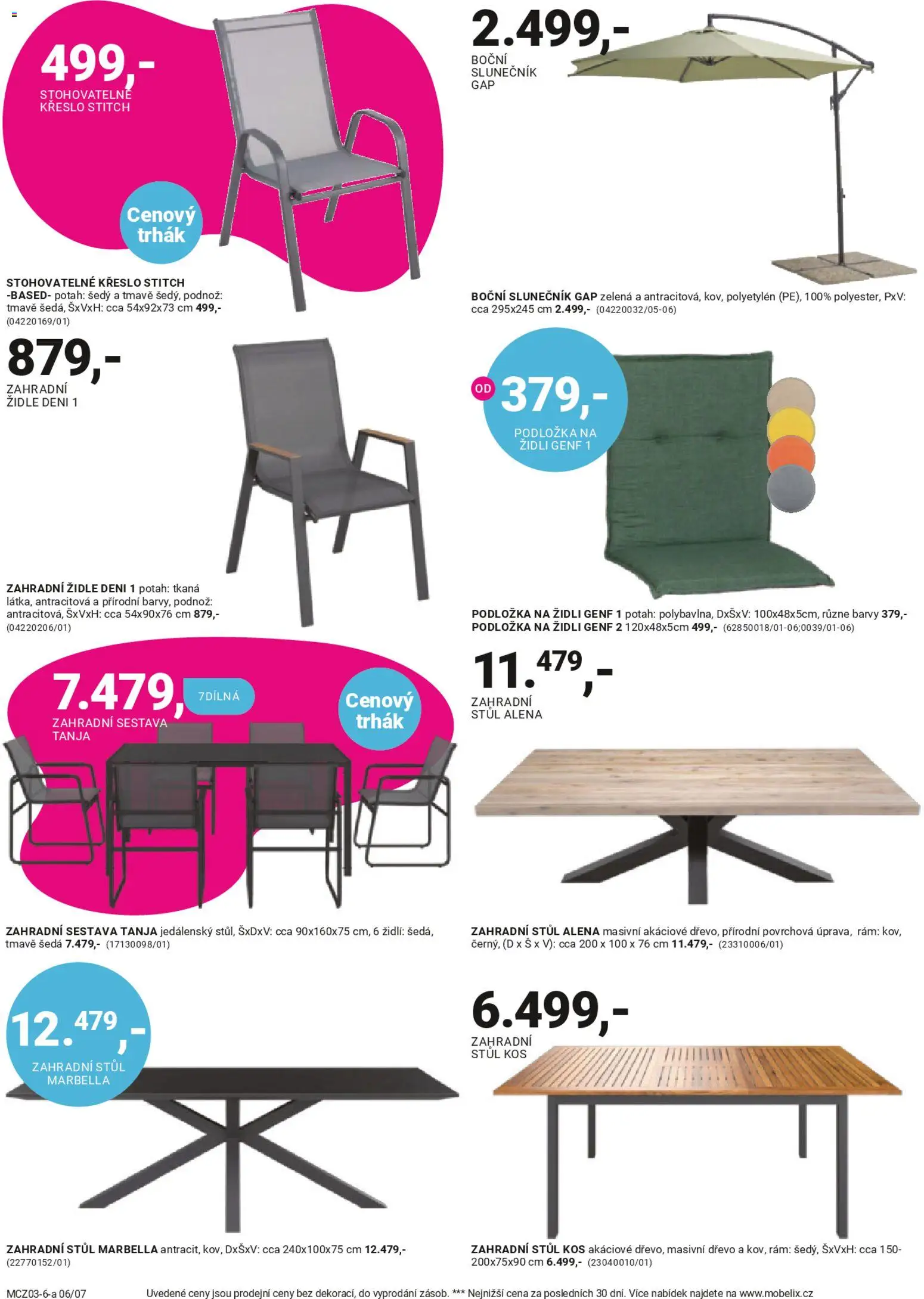 Möbelix leták - Zahrada od 09.03.2026 | Strana: 6 | Produkty: Židle, Barvy, Slunečník, Stitch