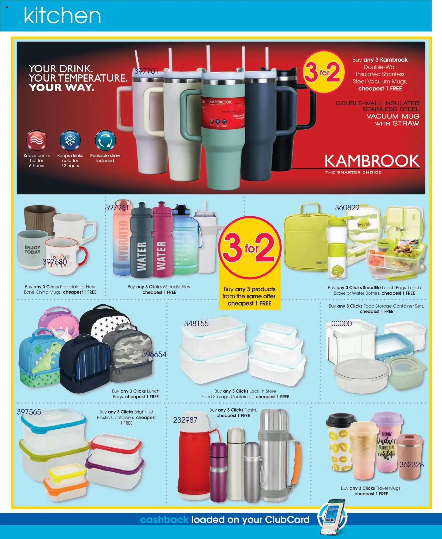 New Clicks catalogue – valid from 25.03.2026 | Page: 44 | Products: Bag, Flask, Mug, Water