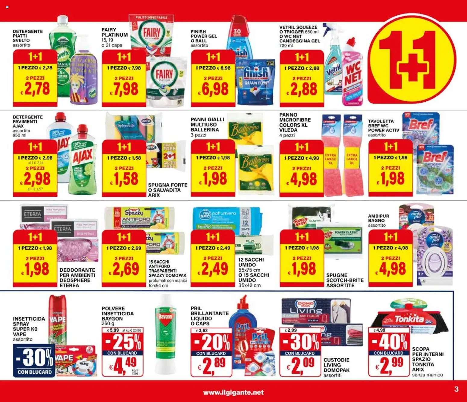 Volantino Il Gigante del 09.04.2026 | Pagina: 3 | Prodotti: Detergente, Candeggina, Pattumiera, WC