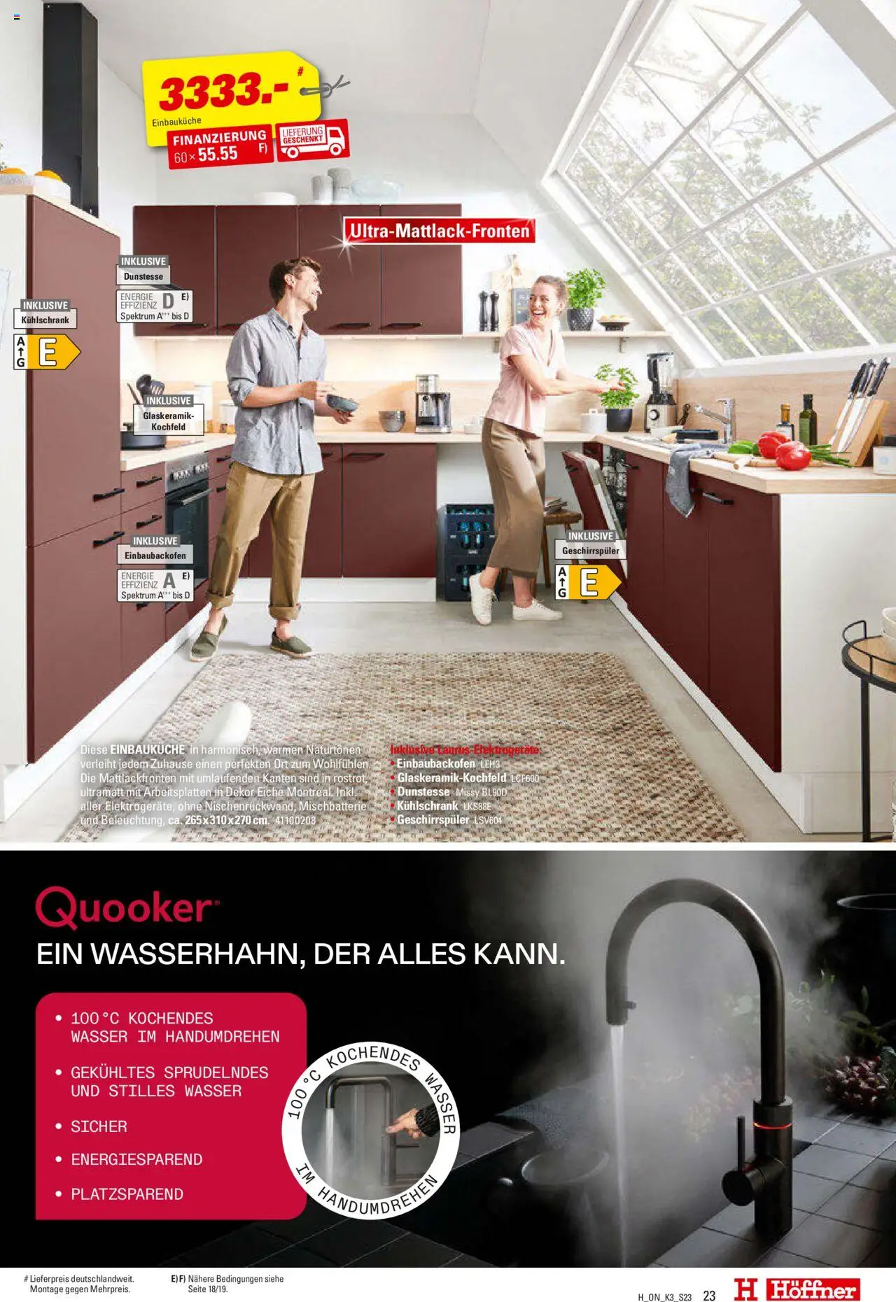 Höffner Prospekt Küchen - gültig ab dem 13.08.2025 | Seite: 23 | Produkte: Geschirrspüler, Einbauküche, Kühlschrank, Kochfeld