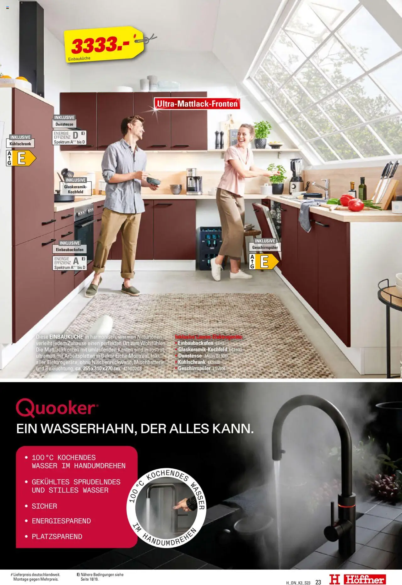 Höffner Prospekt Küchen – gültig ab 13.08.2025 | Seite: 23 | Produkte: Geschirrspüler, Einbauküche, Kühlschrank, Kochfeld