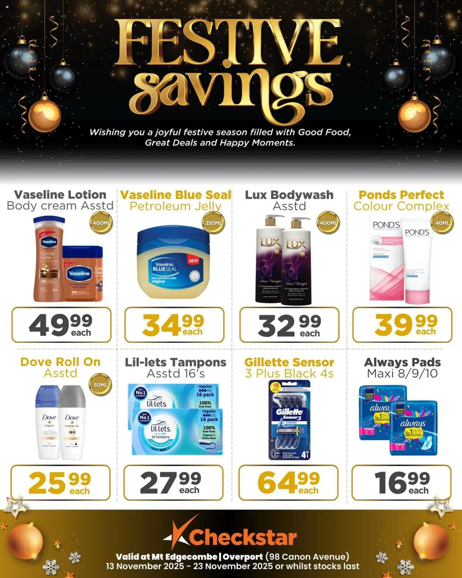 New Check Star catalogue – valid from 13.11.2025 | Page: 8 | Products: Pads, Body cream, Petroleum jelly, Lotion