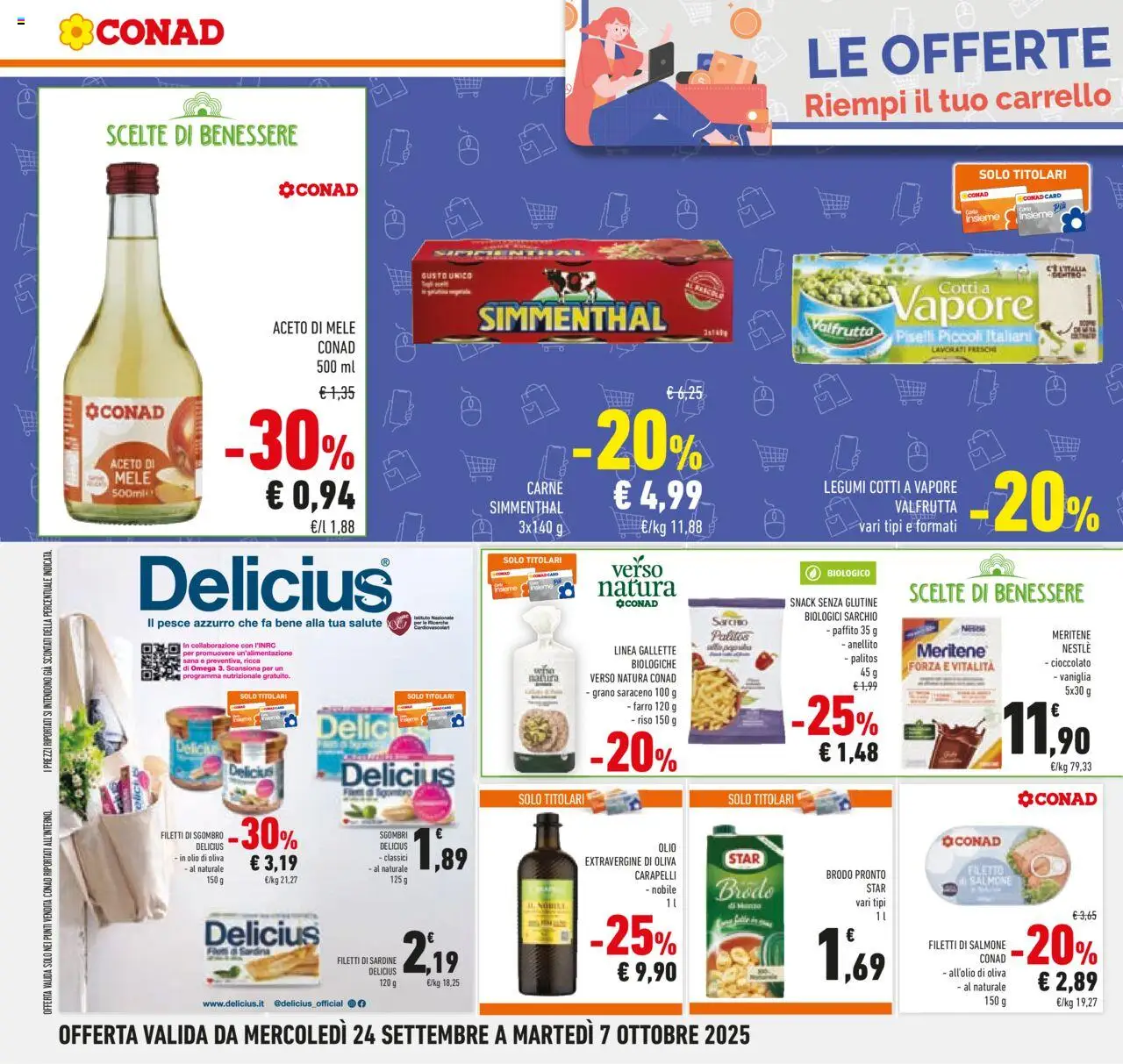 Volantino Conad del 24.09.2025 | Pagina: 32 | Prodotti: Salmone, Pesce, Aceto di mele, Sgombro