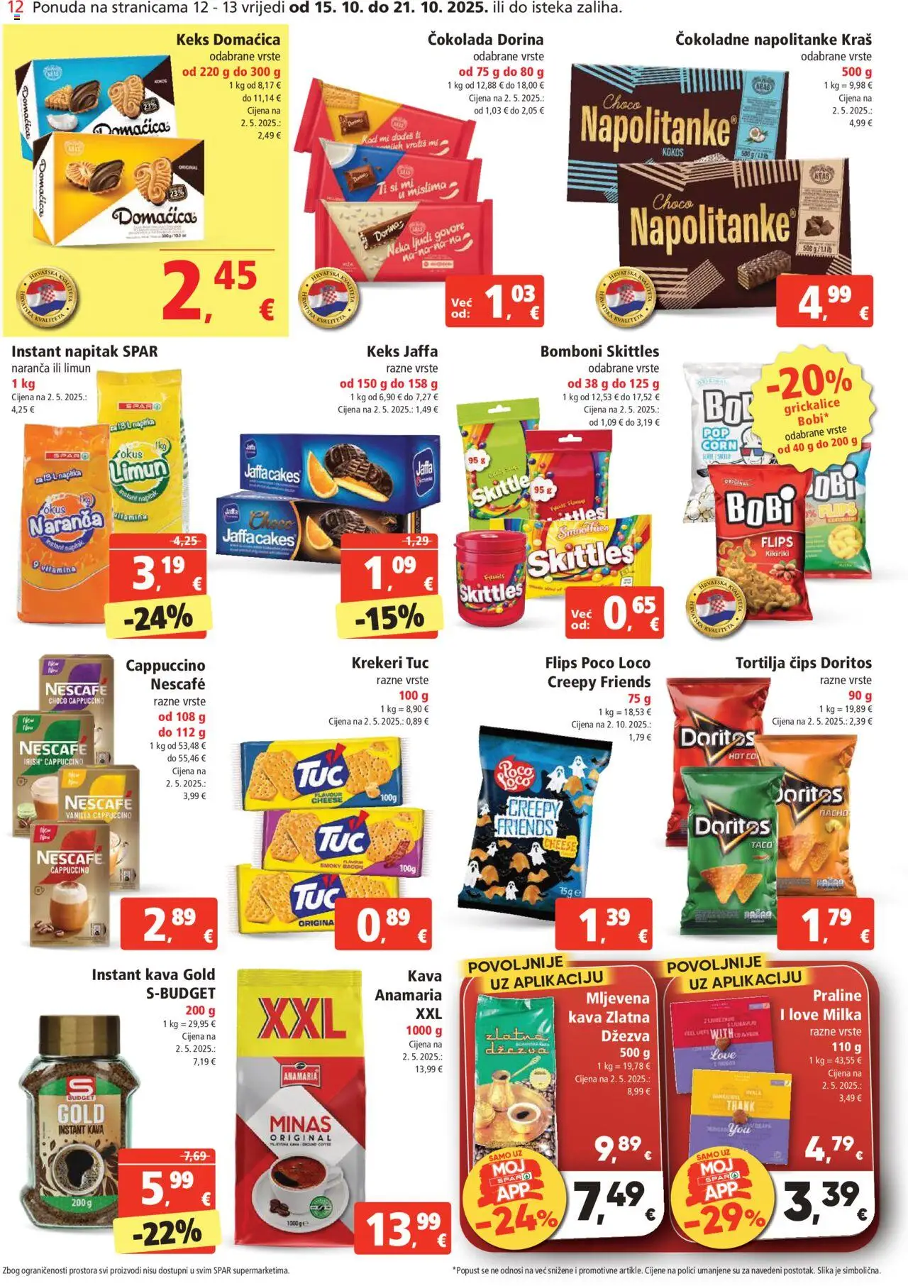 Spar katalog | vrijedi od 15.10.2025 | Stranica: 12 | Proizvodi: Nescafe, Limun, Milka, Dzezva