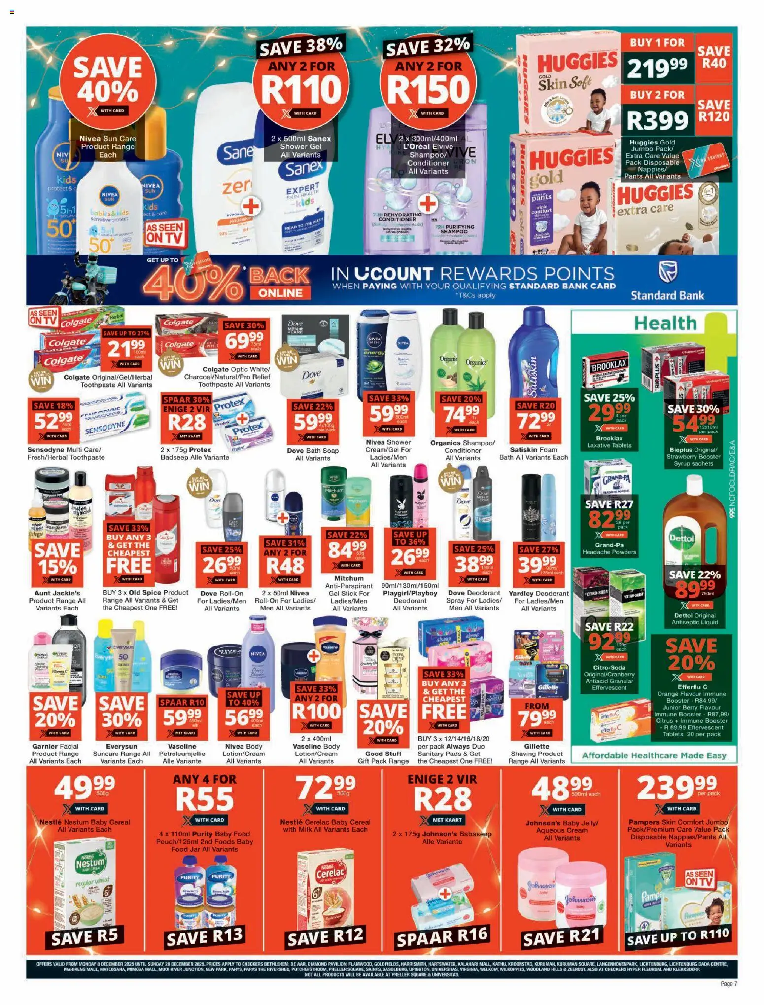 New Checkers catalogue – valid from 08.12.2025 | Page: 7 | Products: TV, Bath, Antiseptic liquid, Soap