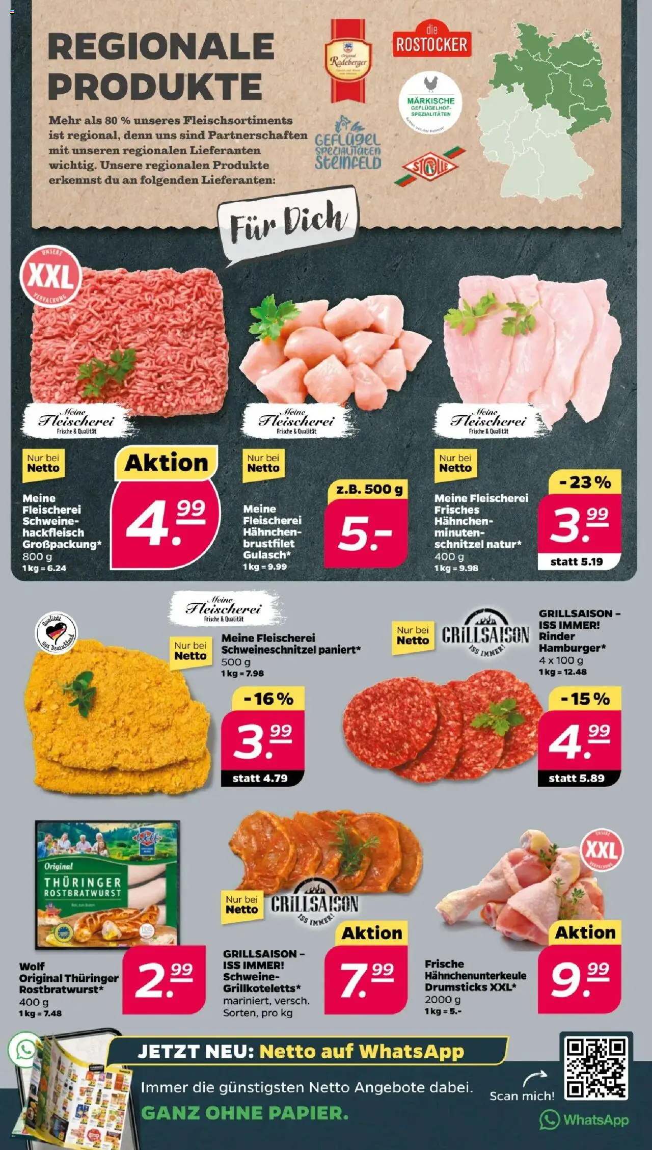 Netto Prospekt 	 - gültig ab dem 11.08.2025 | Seite: 4 | Produkte: Hahnchen, Schnitzel, Hackfleisch