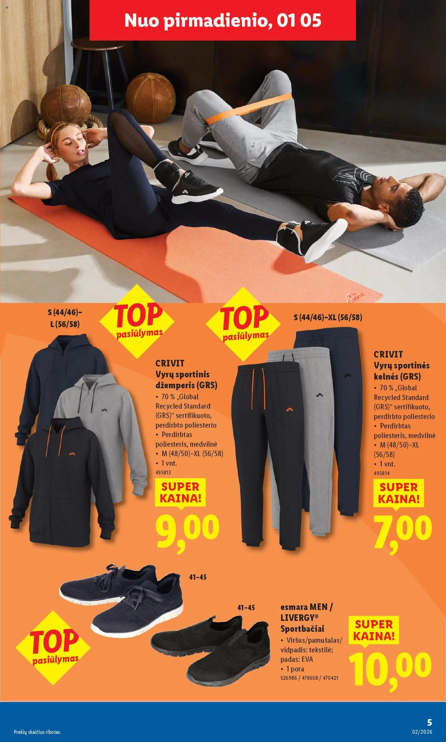 LIDL akcijos nuo 05.01.2026 | Puslapis: 5 | Prekių: Džemperis, Kelnes, Sportbačiai