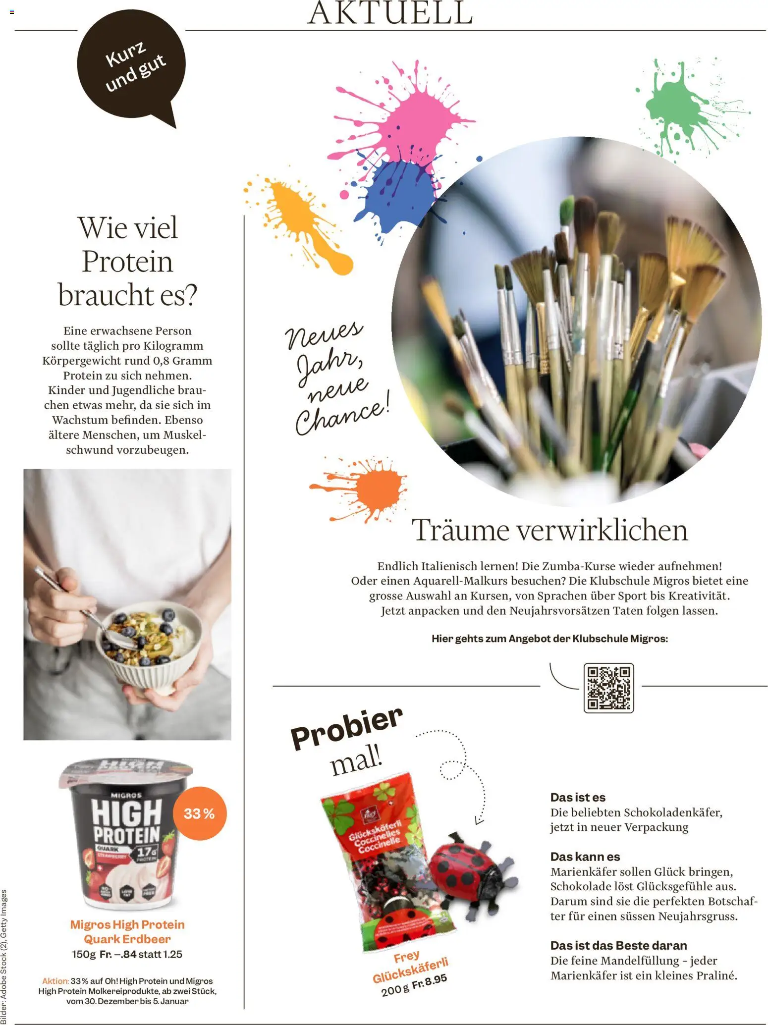Migros Magazin – gültig ab 29.12.2025 | Seite: 11 | Produkte: Quark, Schokolade