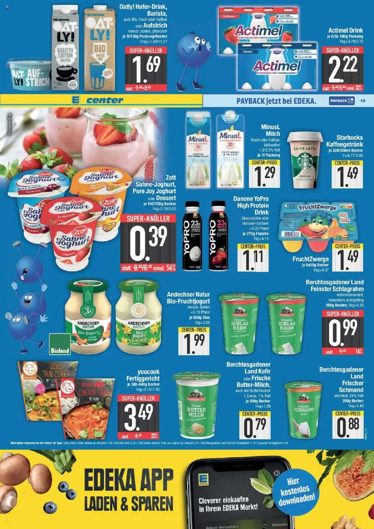 Edeka prospekt Ingolstadt	 - gültig ab dem 06.07.2025 | Seite: 13 | Produkte: Joghurt, Fruchtzwerge, Starbucks, Sahne