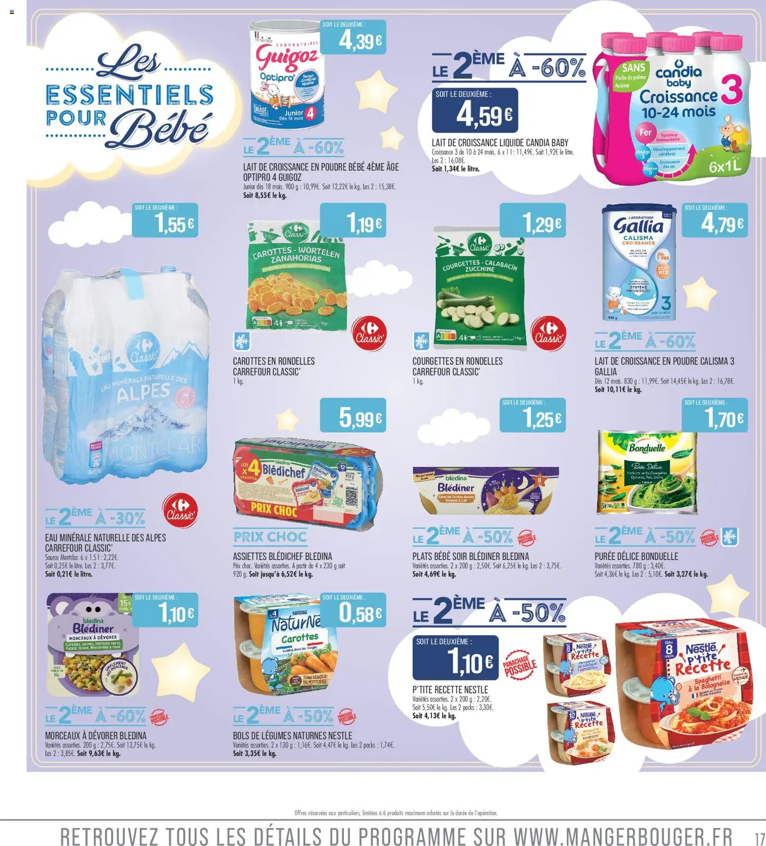 {H1} | Page: 17 | Produits: Carottes, Eau minérale naturelle, Guigoz, Lait