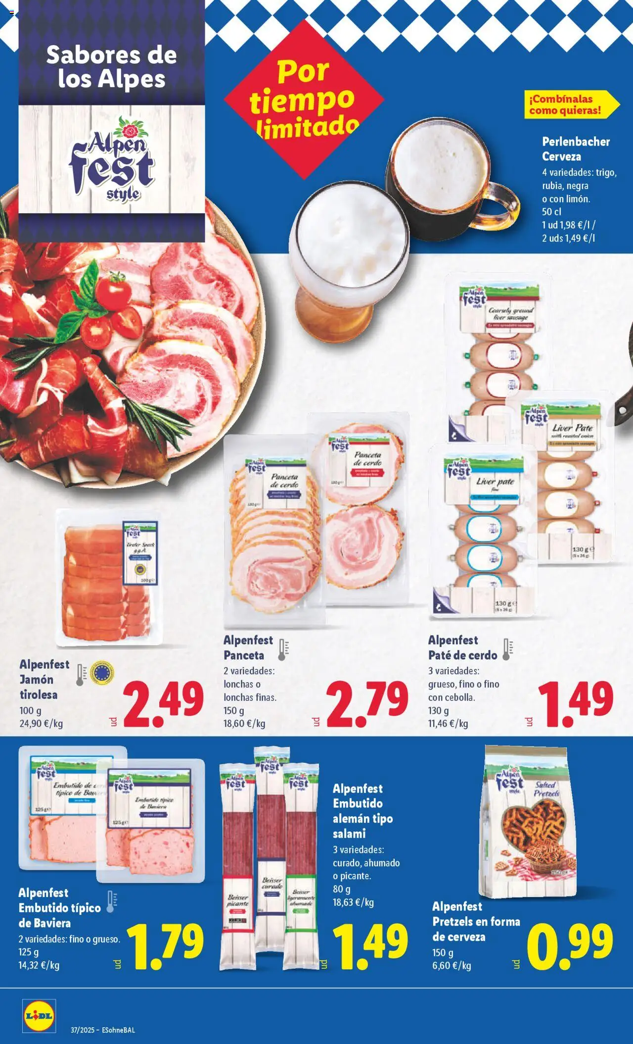 Lidl folleto │ válido desde el 08.09.2025 | Página: 28 | Productos: Jamón, Cerveza, Cerdo, Salami