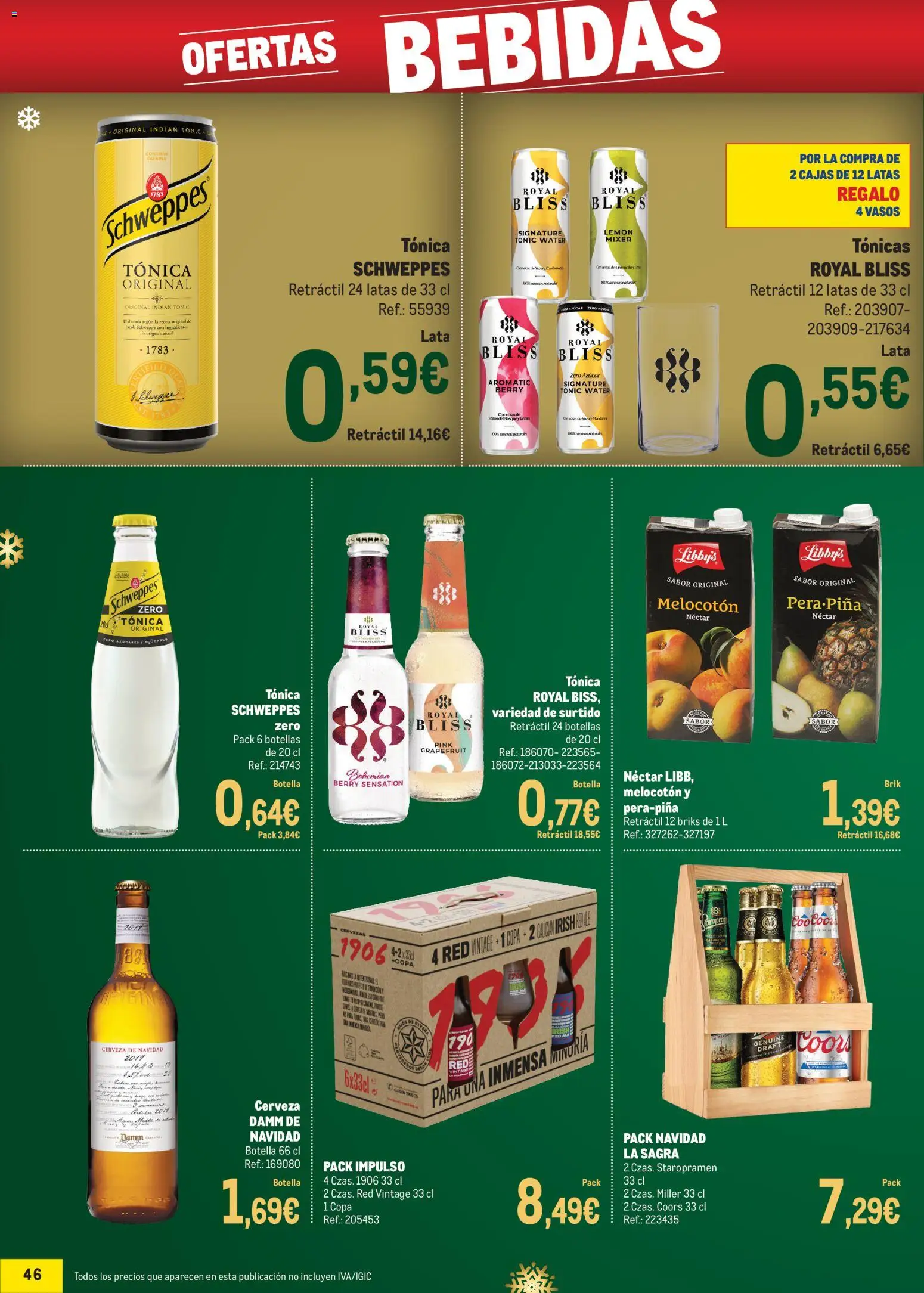 Makro - Precios Navidad Canarias │ válido desde el 24.11.2025 | Página: 46 | Productos: Cerveza, Vasos, Néctar