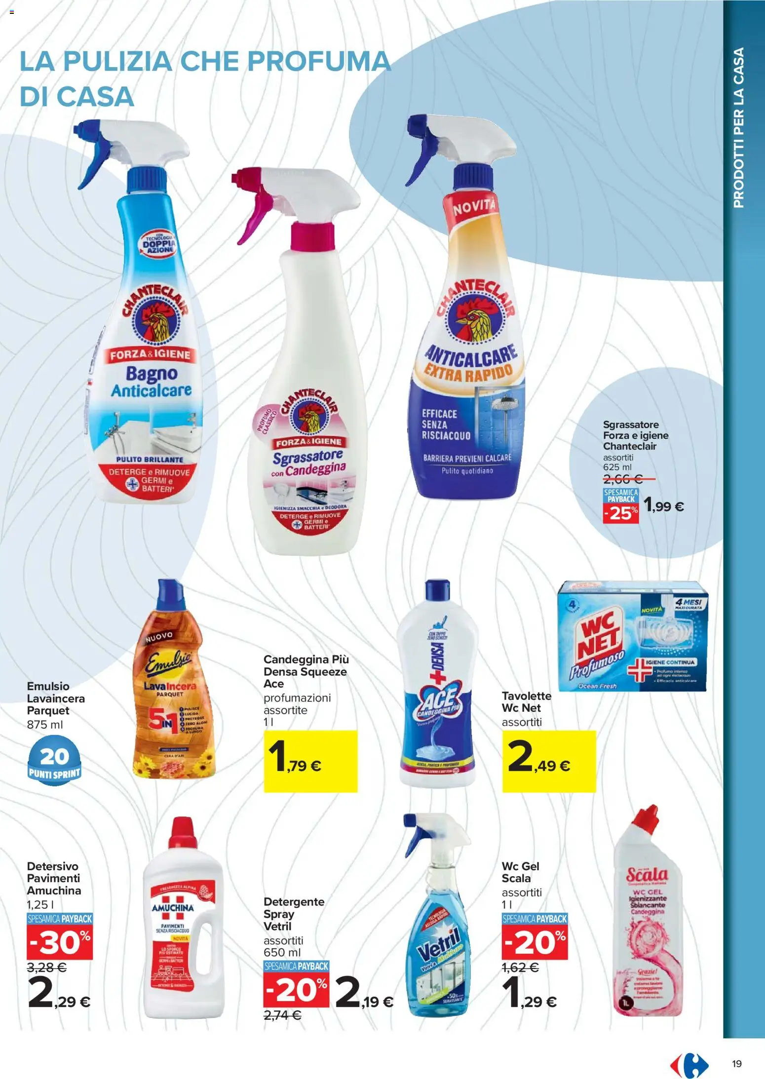 Volantino Carrefour del 07.11.2025 | Pagina: 19 | Prodotti: Candeggina, Anticalcare, Sgrassatore, Bagno