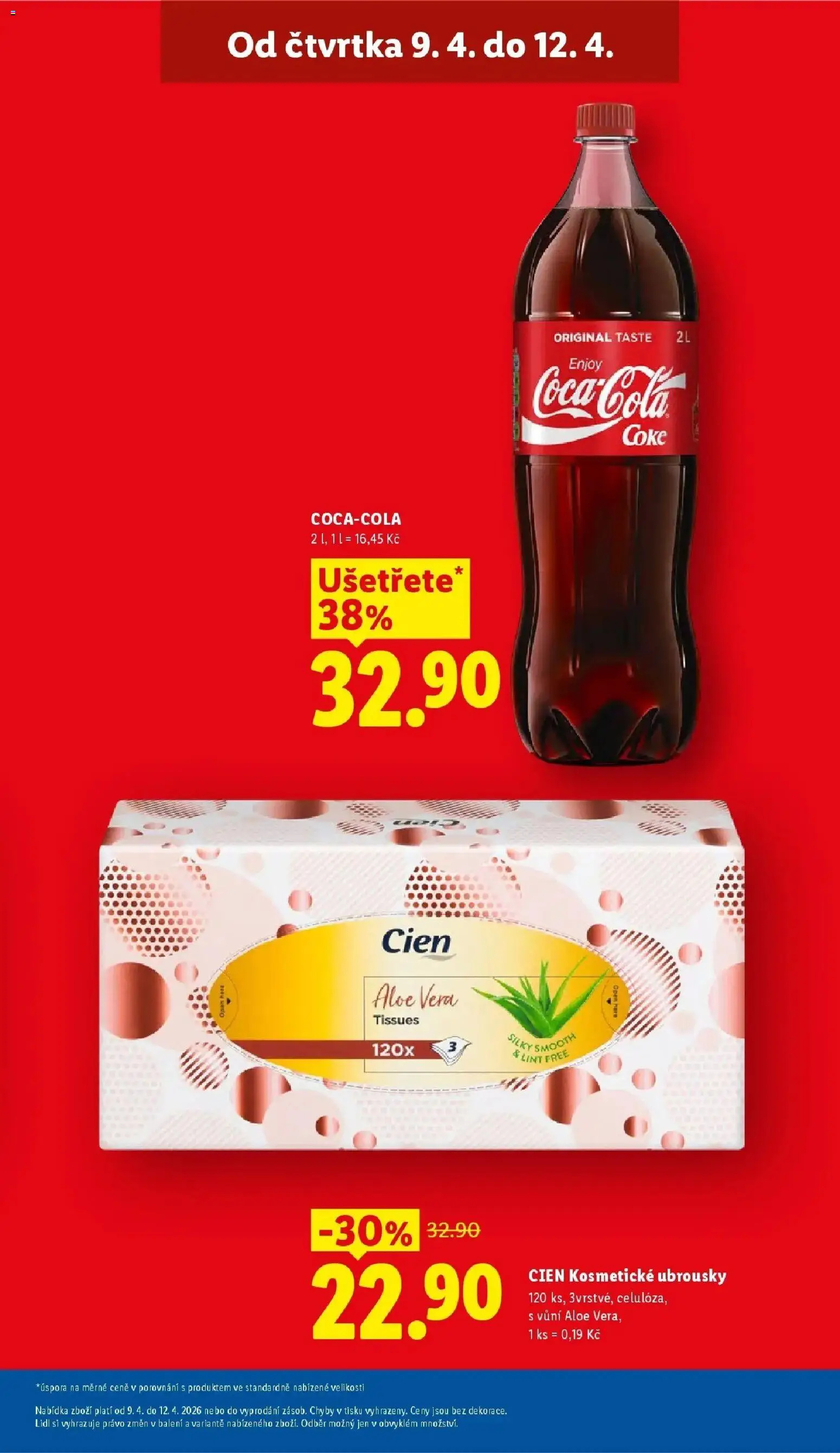 Lidl aktuální leták od 09.04.2026 | Strana: 5 | Produkty: Cien, Ubrousky, Aloe vera, Cola