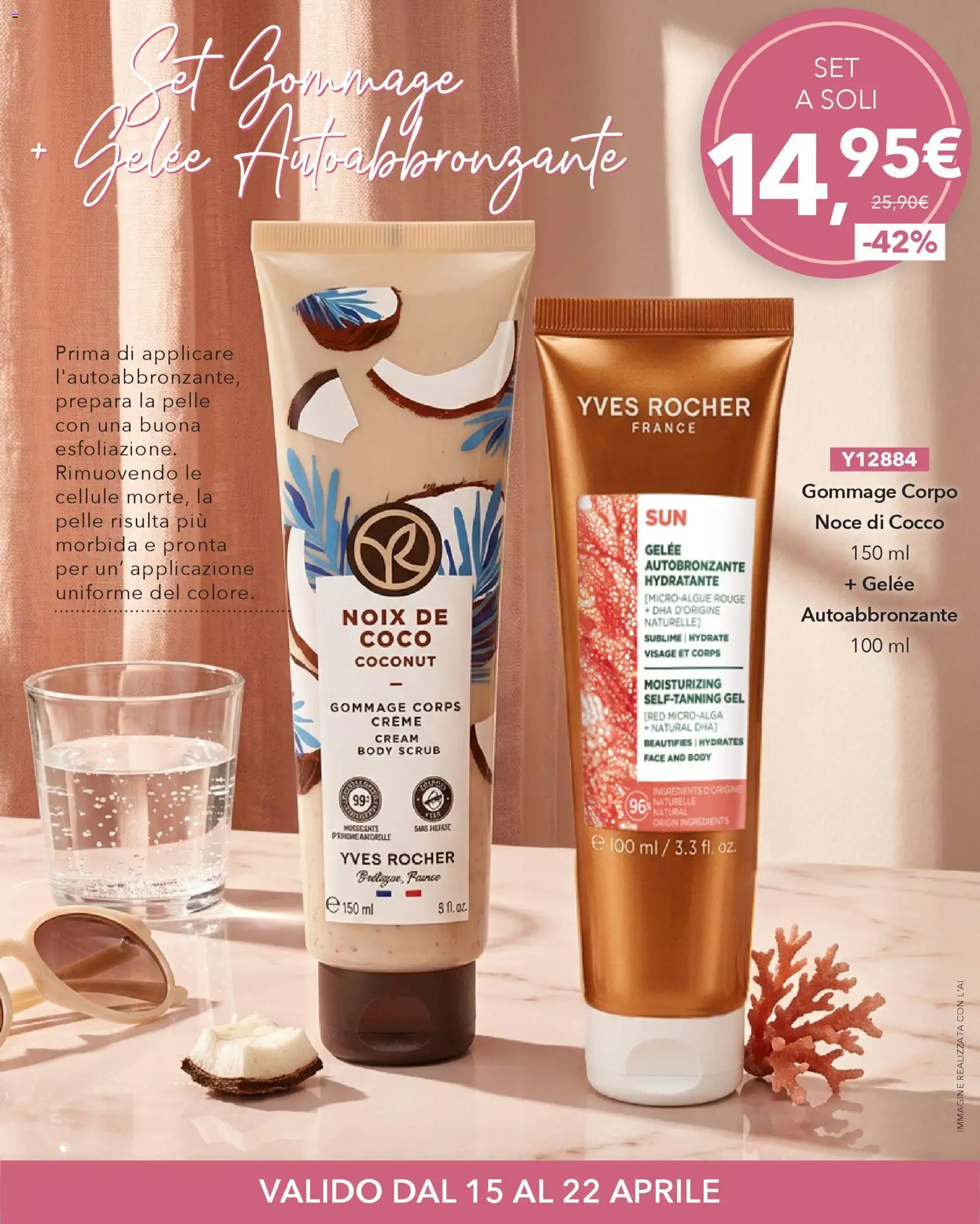 Volantino Yves Rocher del 15.04.2026 | Pagina: 8 | Prodotti: Scrub, Autoabbronzante, Cocco