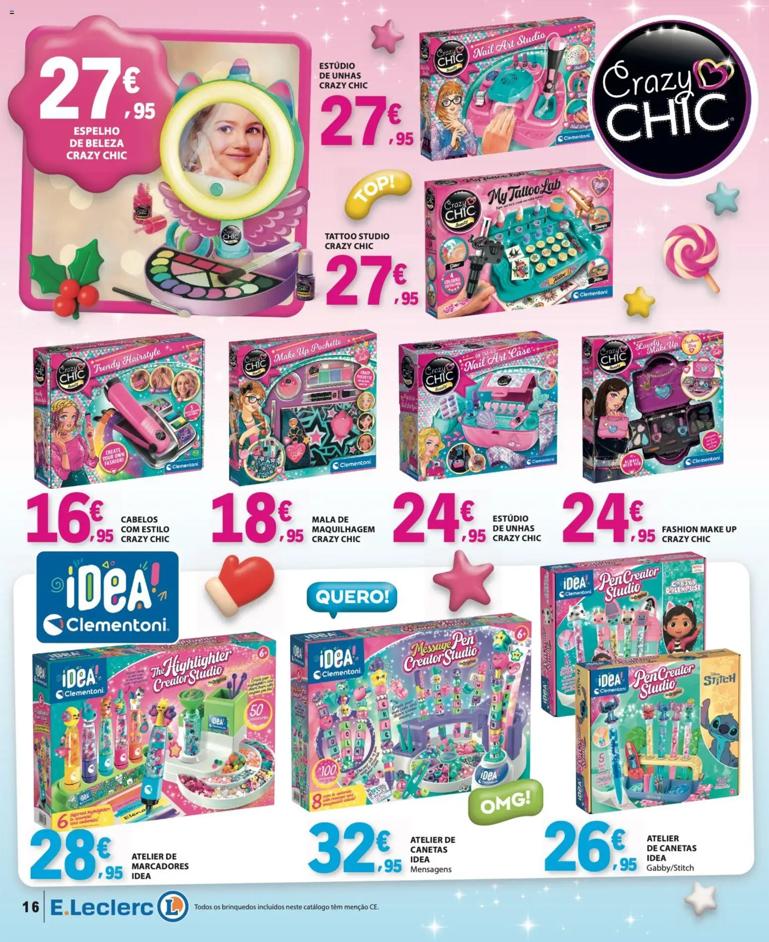 E.Leclerc Brinquedos de Natal │ válido de 11.11.2025 | Página: 16 | Produtos: Top, Pó, Maquilhagem, Espelho