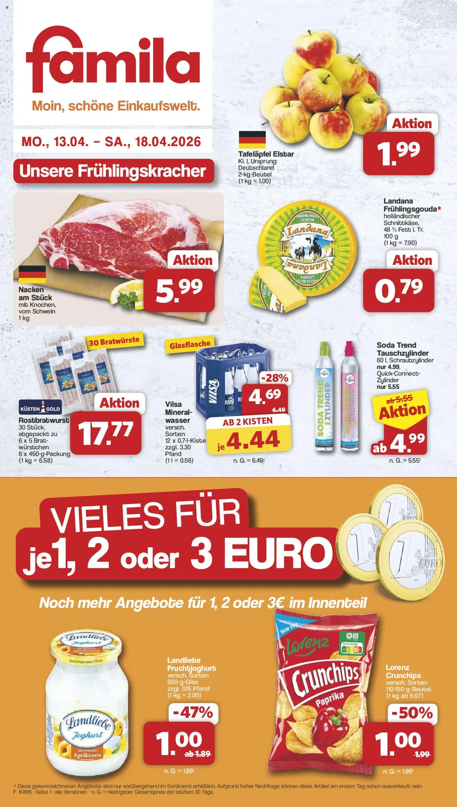 Famila Nordwest Prospekt 	 – gültig ab 13.04.2026 | Seite: 1 | Produkte: Joghurt, Gouda, Fruchtjoghurt, Wasser