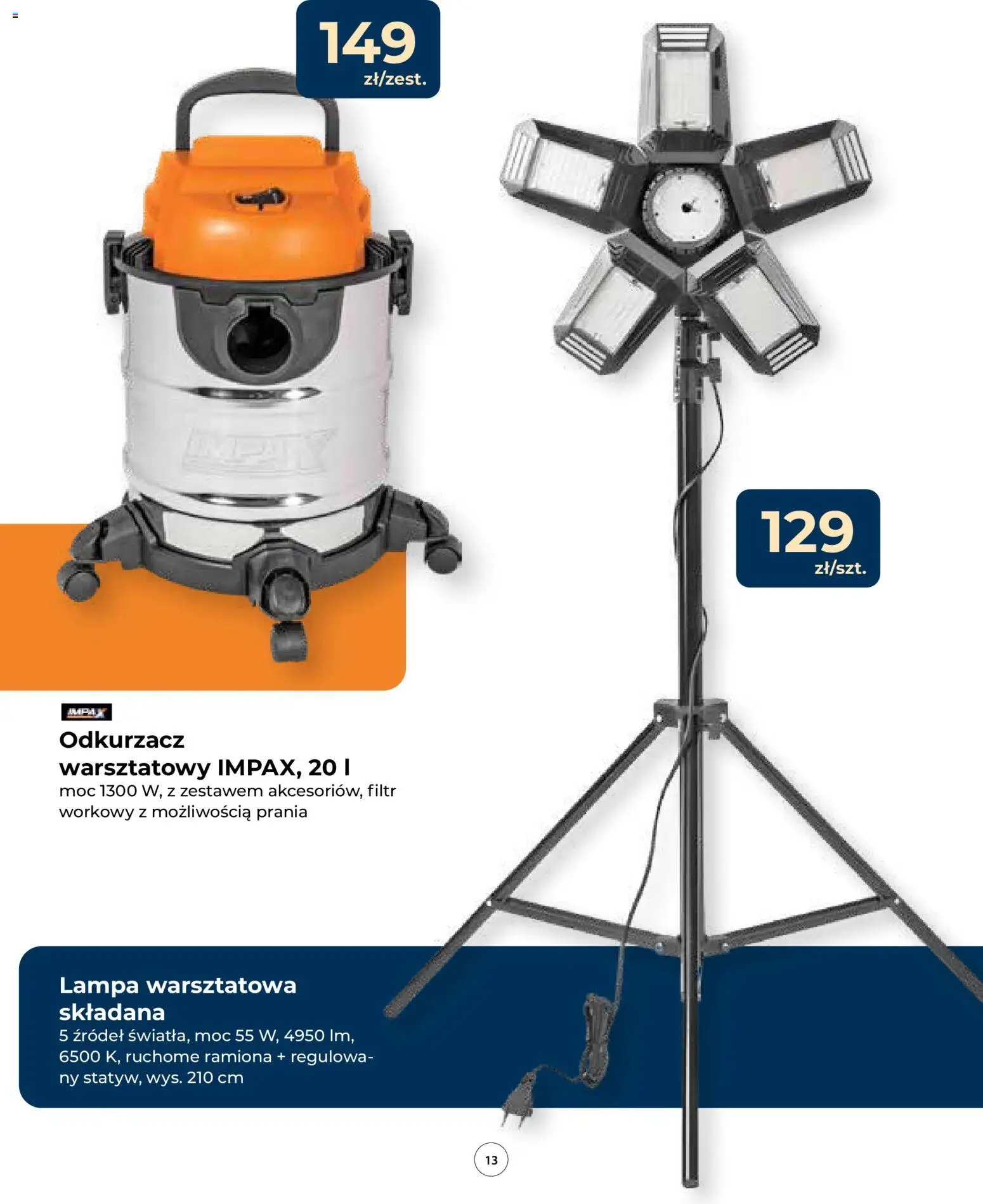 Mrówka Gazetka od 15.01.2026 | Strona: 13 | Produkty: Lampa warsztatowa, Odkurzacz, Odkurzacz warsztatowy, Lampa