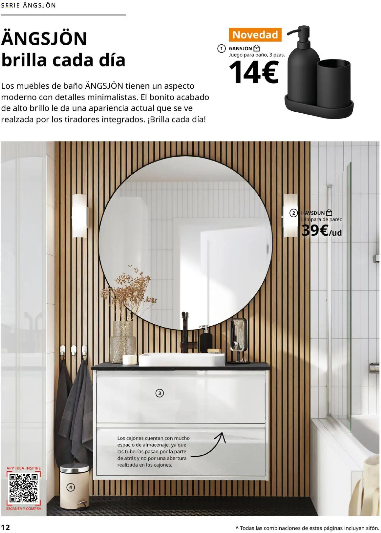 Catálogo IKEA Baños │ válido desde el 01.09.2025 | Página: 12 | Productos: Lámpara de pared, Muebles, Baño, Lámpara