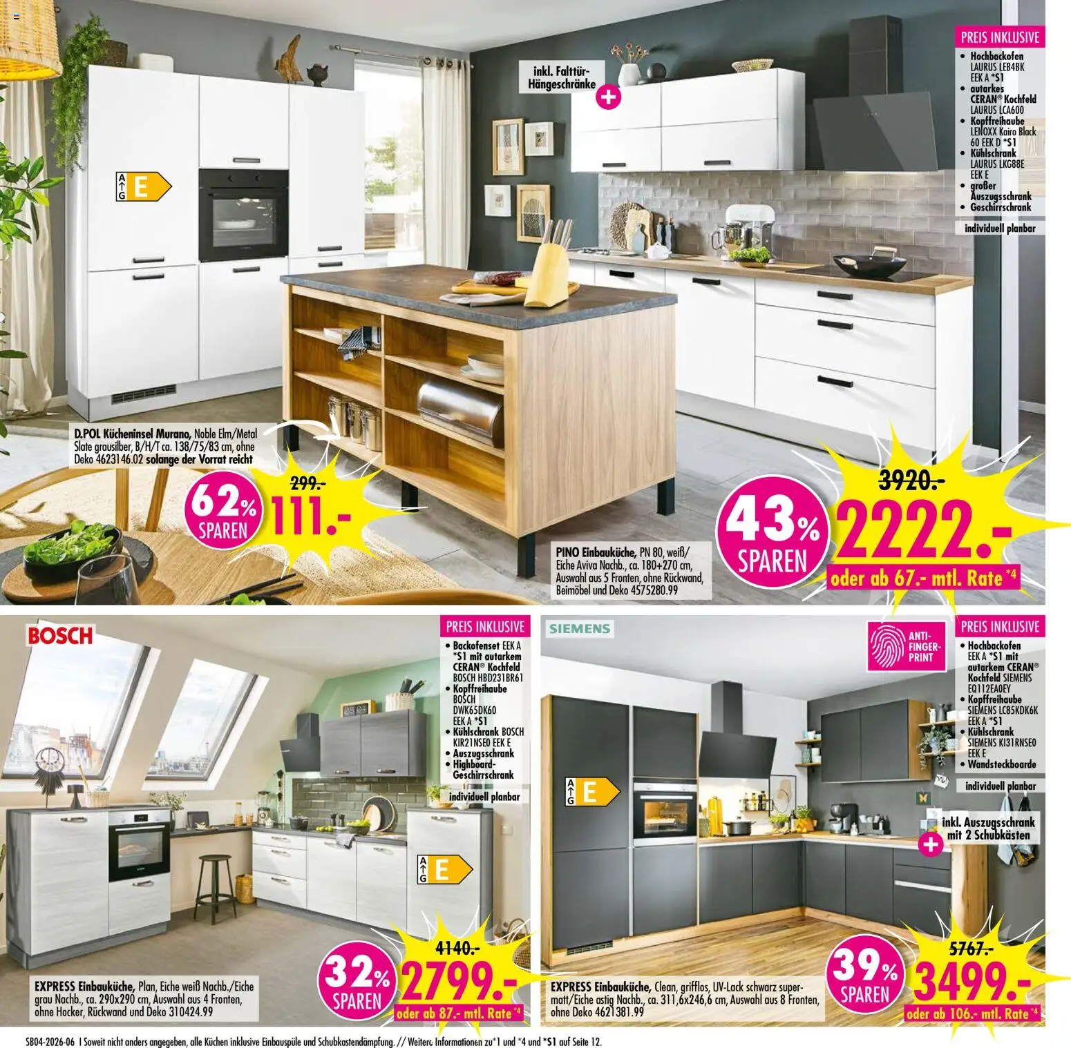SB Möbel Boss Prospekt 	 – gültig ab 17.01.2026 | Seite: 6 | Produkte: Bosch, Siemens, Kühlschrank, Kochfeld