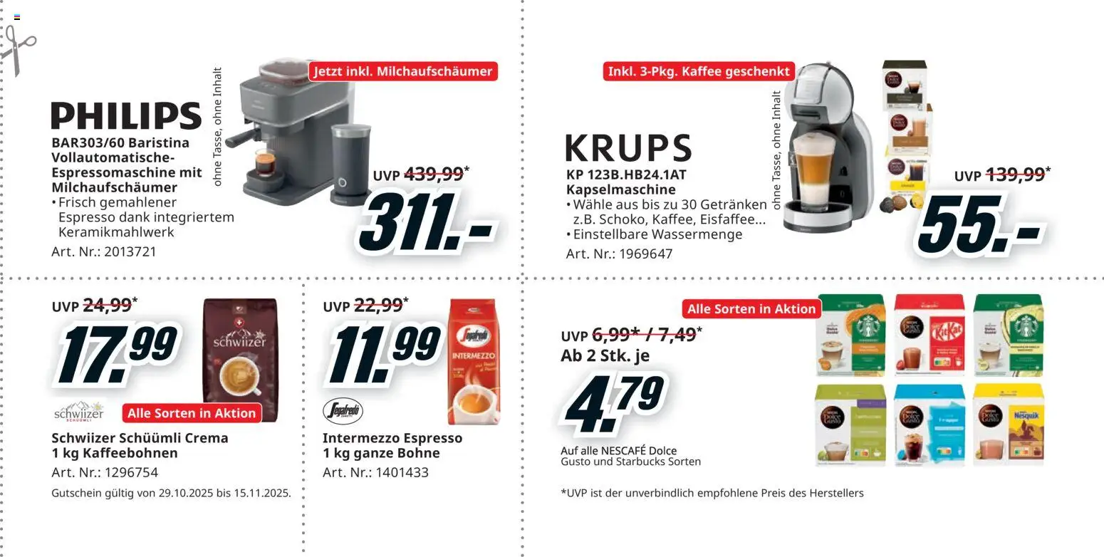 Media Markt Angebote gültig ab 29.10.2025 | Seite: 3 | Produkte: Kaffee