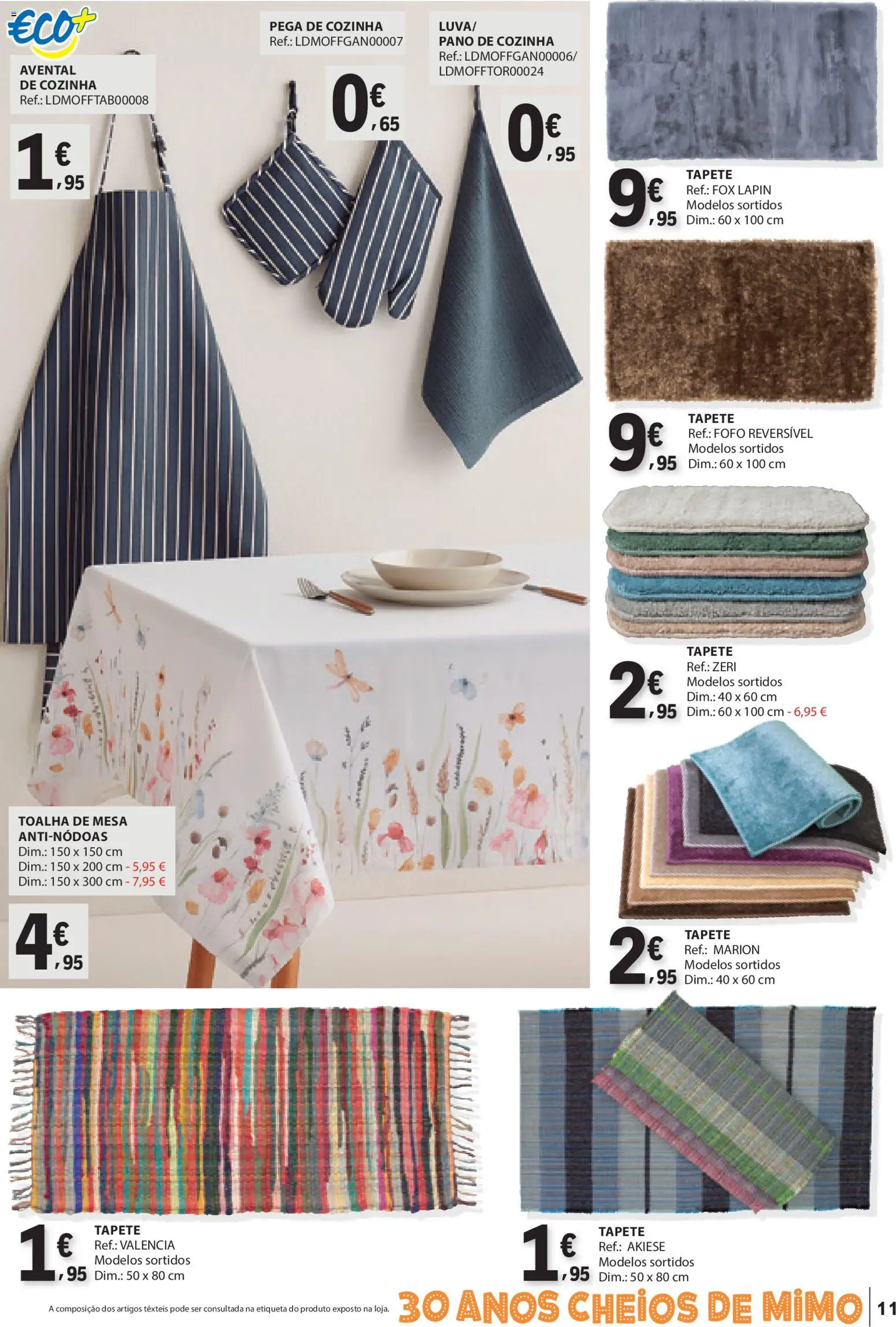 E.Leclerc Têxtil Lar e Limpeza │ válido de 30.12.2025 | Página: 11 | Produtos: Mesa, Tapete, Toalha de mesa