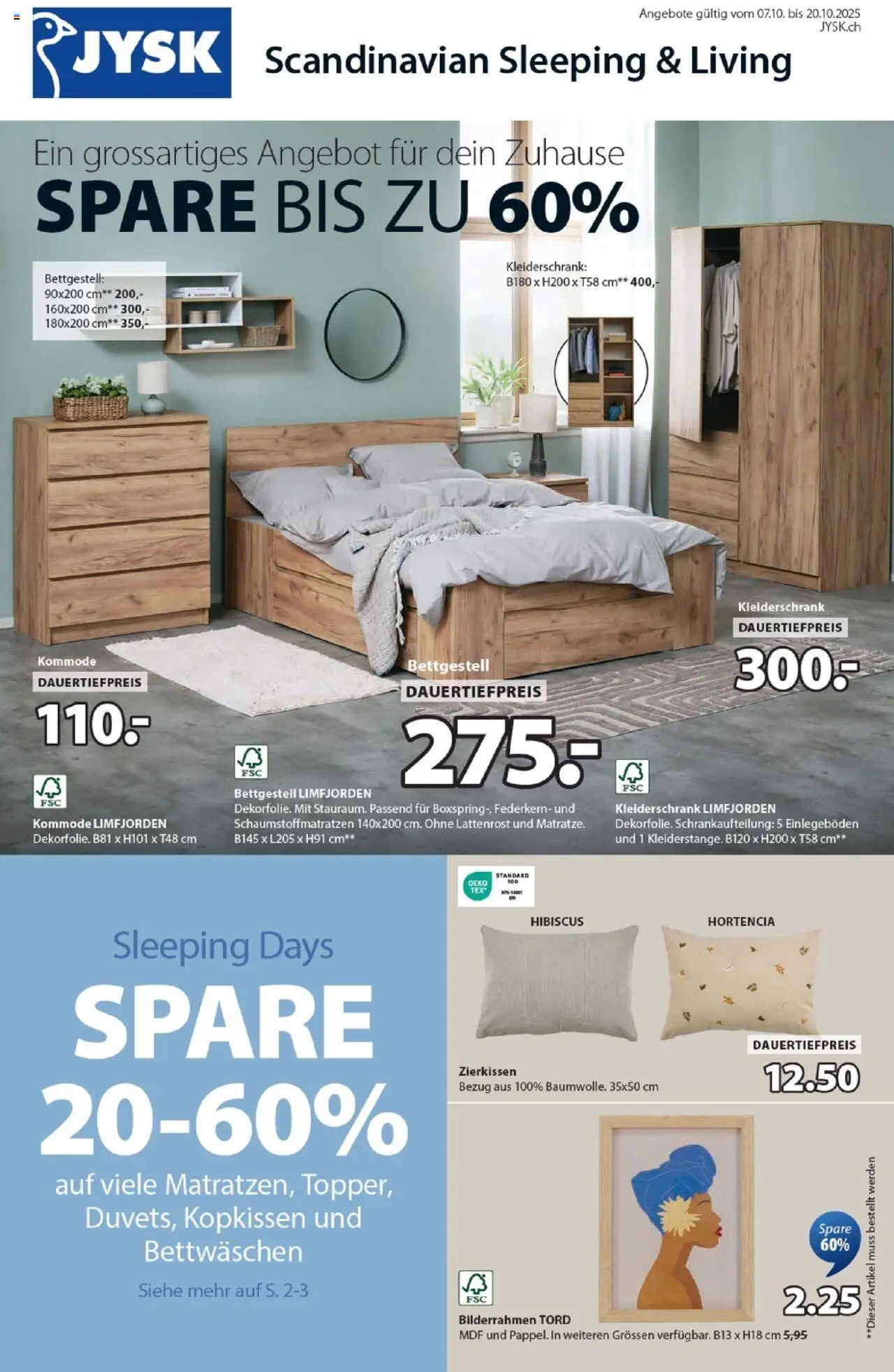 JYSK Aktionen – gültig ab 07.10.2025 | Seite: 1 | Produkte: Kleiderschrank, Kommode, Lattenrost