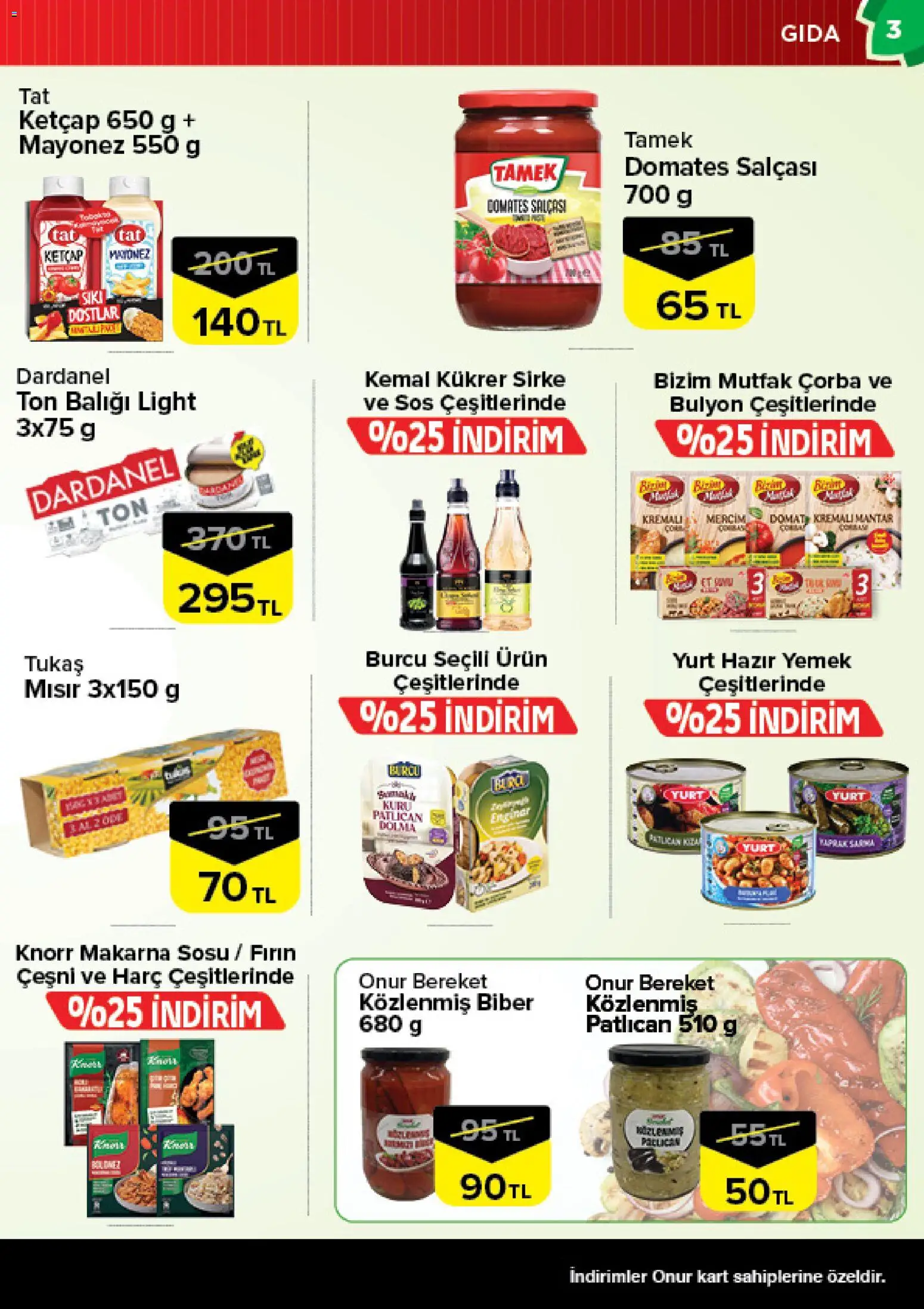Onur Market Katalog - 24.03.2026 tarihinden itibaren geçerlidir | Sayfa: 3 | Ürünler: Makarna sosu, Ketçap, Biber, Mantar