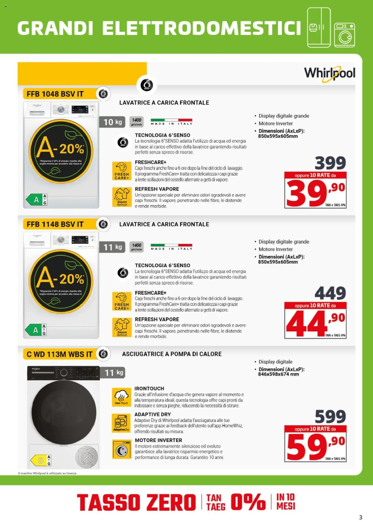 Volantino Comet del 23.01.2026 | Pagina: 3 | Prodotti: Acqua, Lavatrice, Asciugatrice