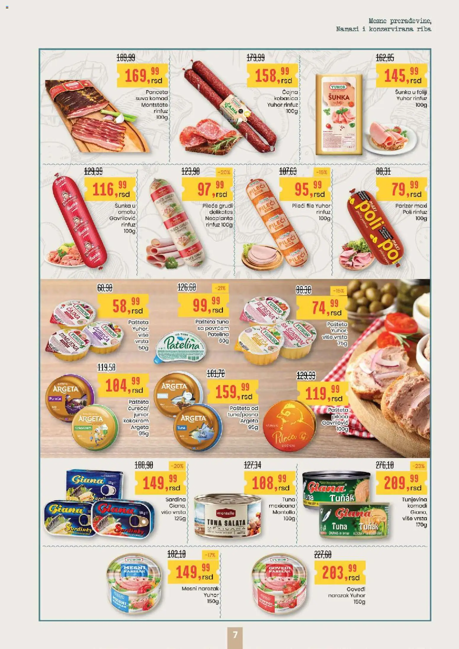 Aroma Market katalog - važi od 19.03.2026 | Strana: 7 | Proizvode: Pileće grudi, Pileći file, Narezak, Kobasica