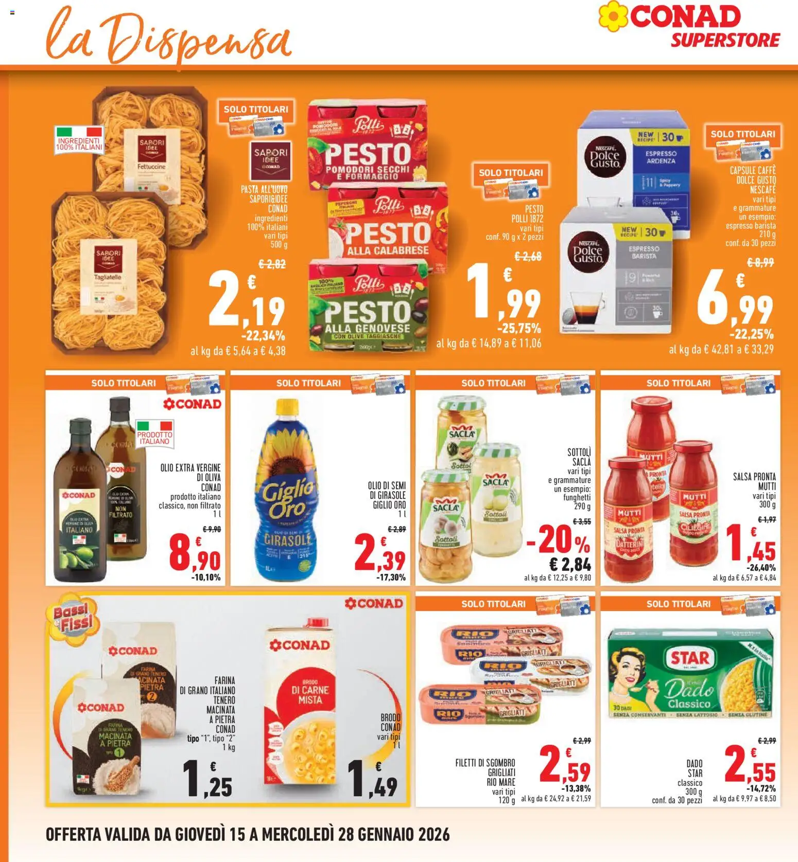 Volantino Conad del 15.01.2026 | Pagina: 20 | Prodotti: Caffè, Salsa, Farina, Fettuccine