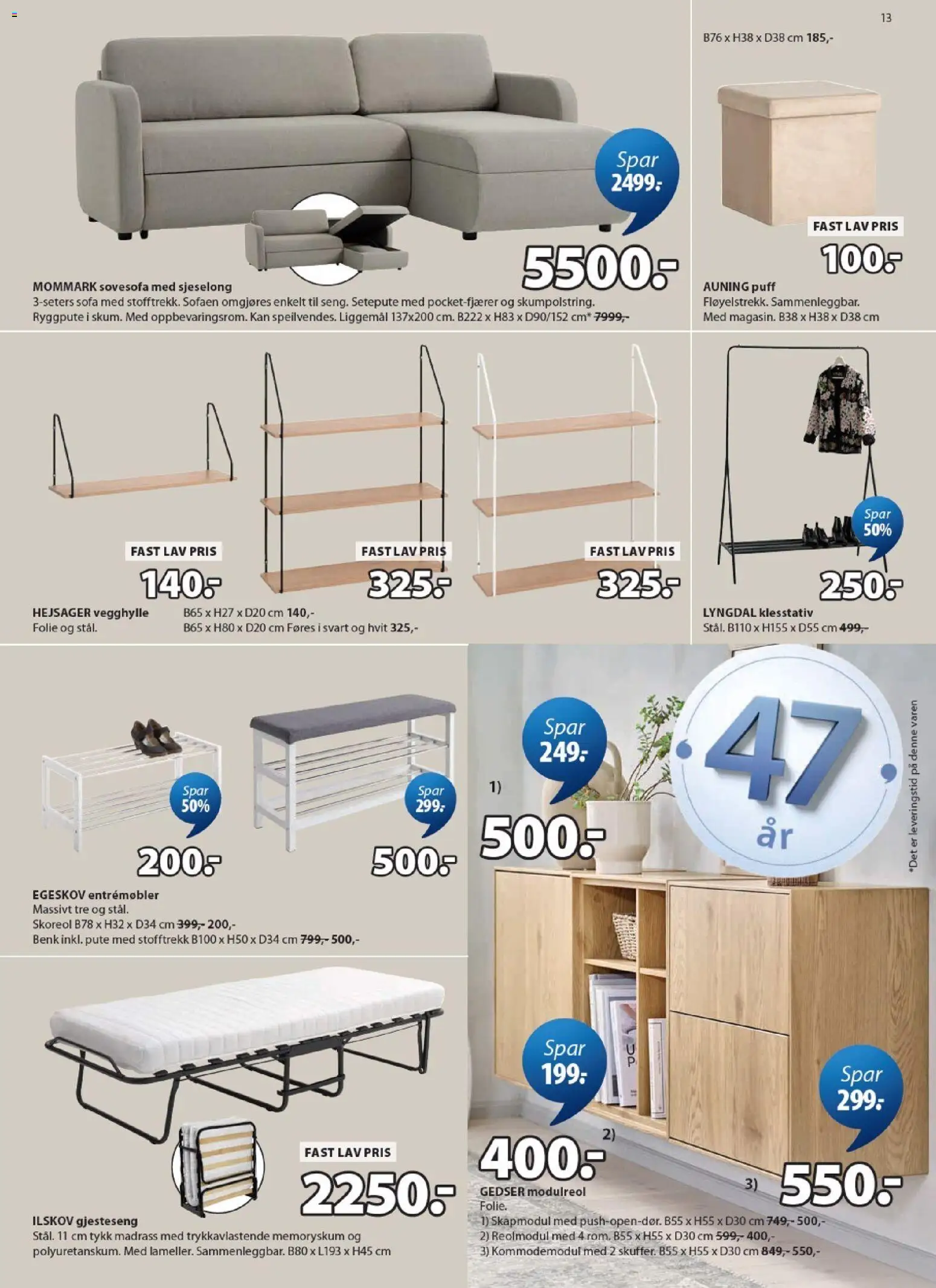 {H1} | Side: 13 | Produkter: Gown, Sovesofa, Суміш дитяча, Gjesteseng