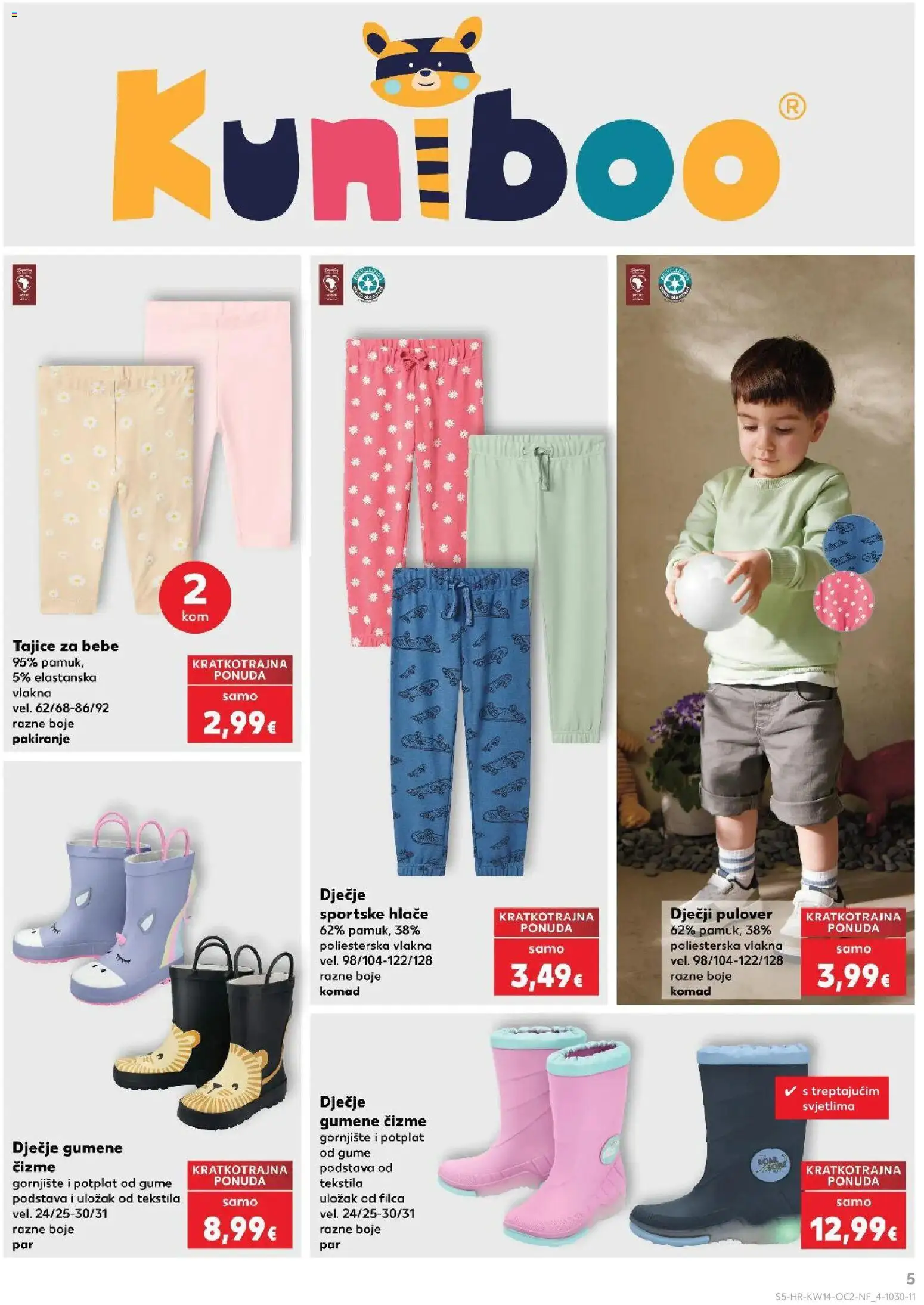 Kaufland katalog | vrijedi od 01.04.2026 | Stranica: 5 | Proizvodi: Hlače, Tajice, Čizme, Gumene čizme