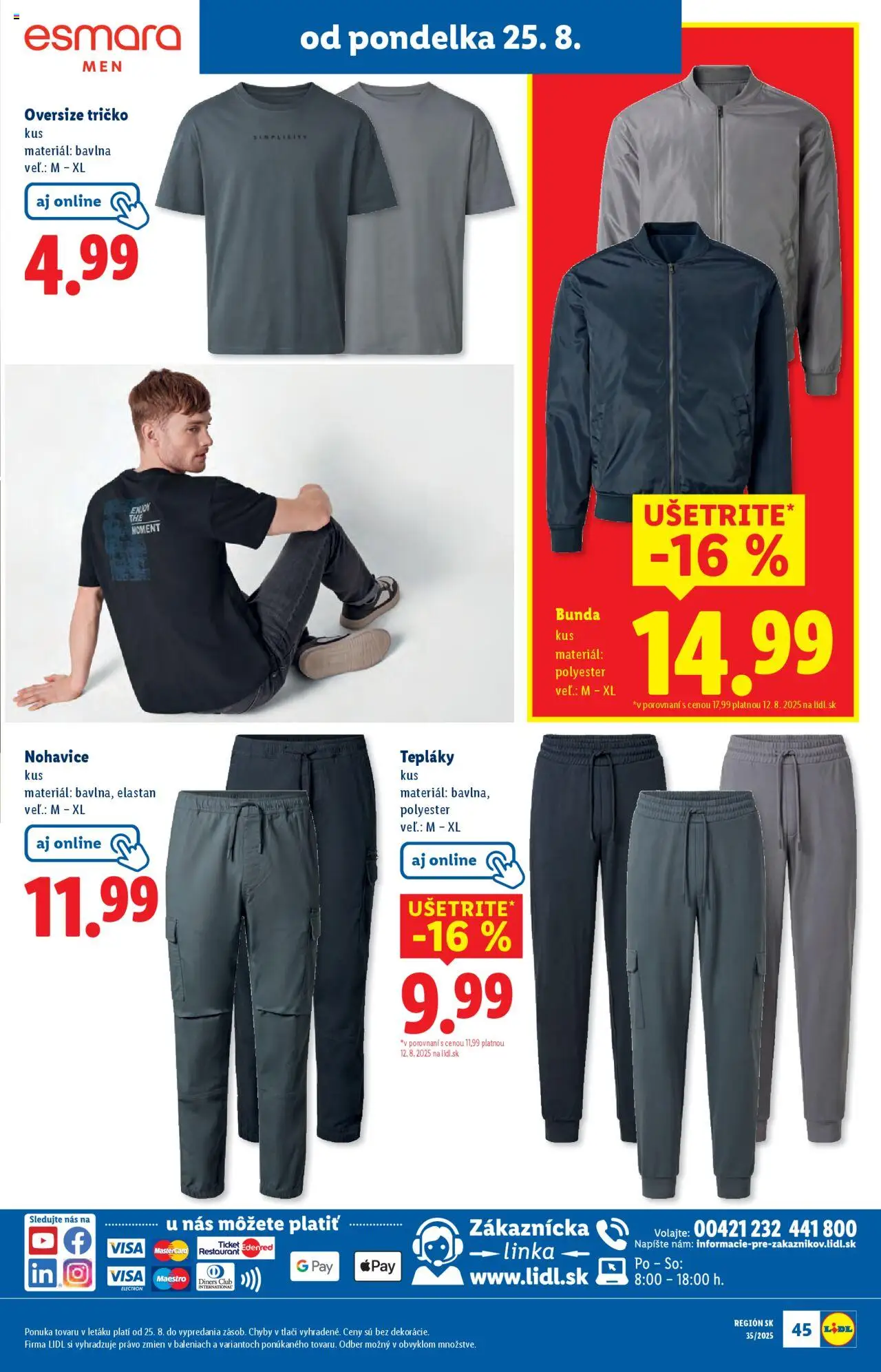 Lidl leták │ platný od 25.08.2025 | Strana: 59 | Produkty: Tričko, Bunda, Nohavice