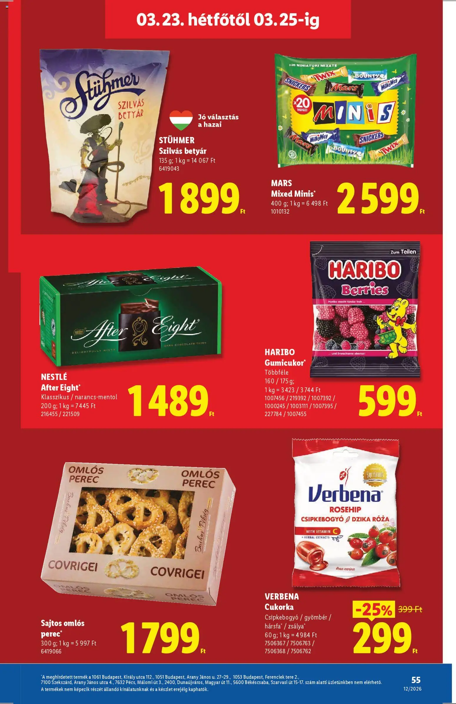 Lidl akciós ujság - amely érvényes a következő dátumtól: 19.03.2026 | Oldal: 55 | Termékek: Gyömbér, Snickers, Vitamin c, Cukorka