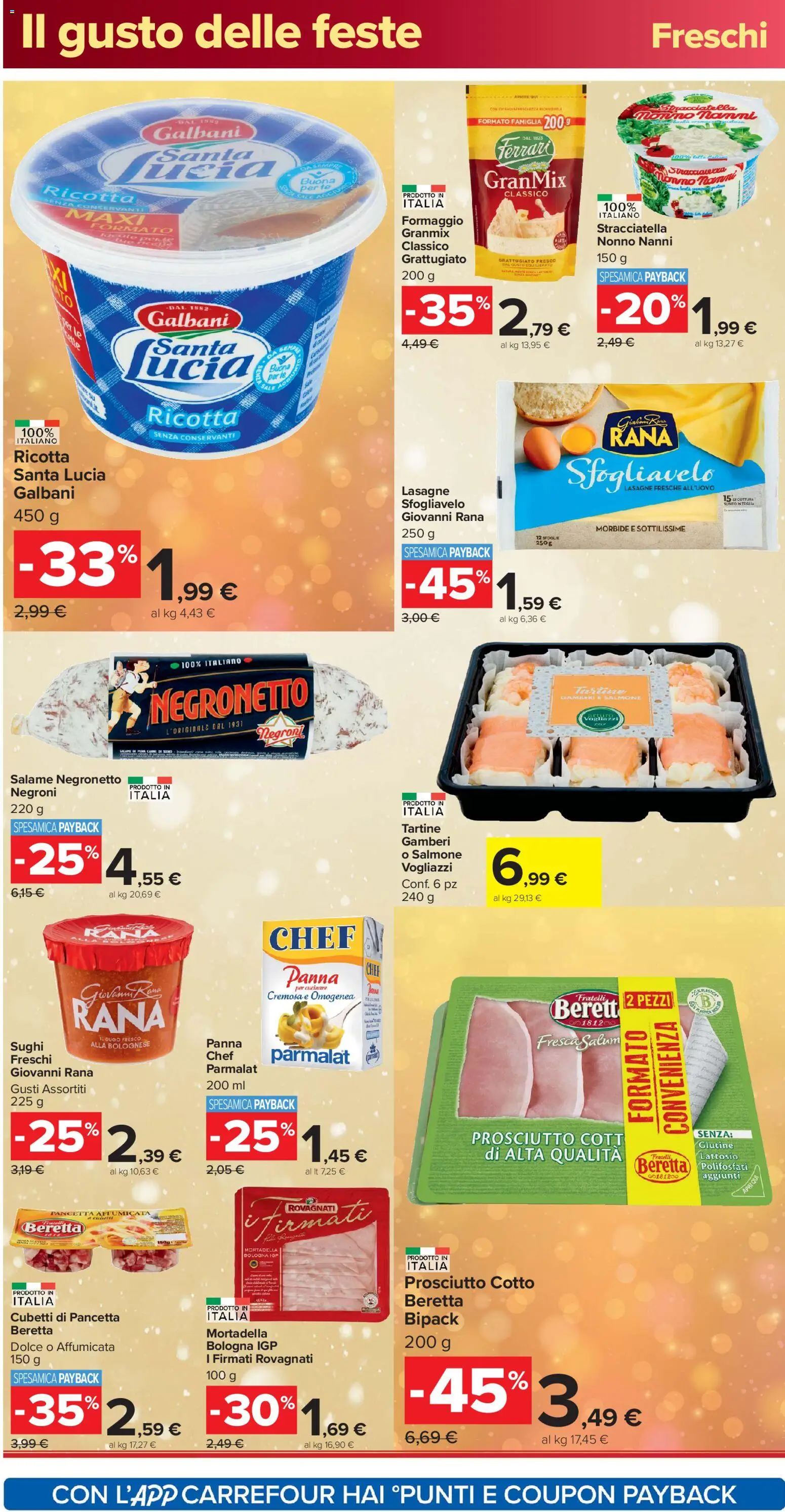 Volantino Carrefour del 16.12.2025 | Pagina: 20 | Prodotti: Gamberi, Panna, Formaggio, Stracciatella